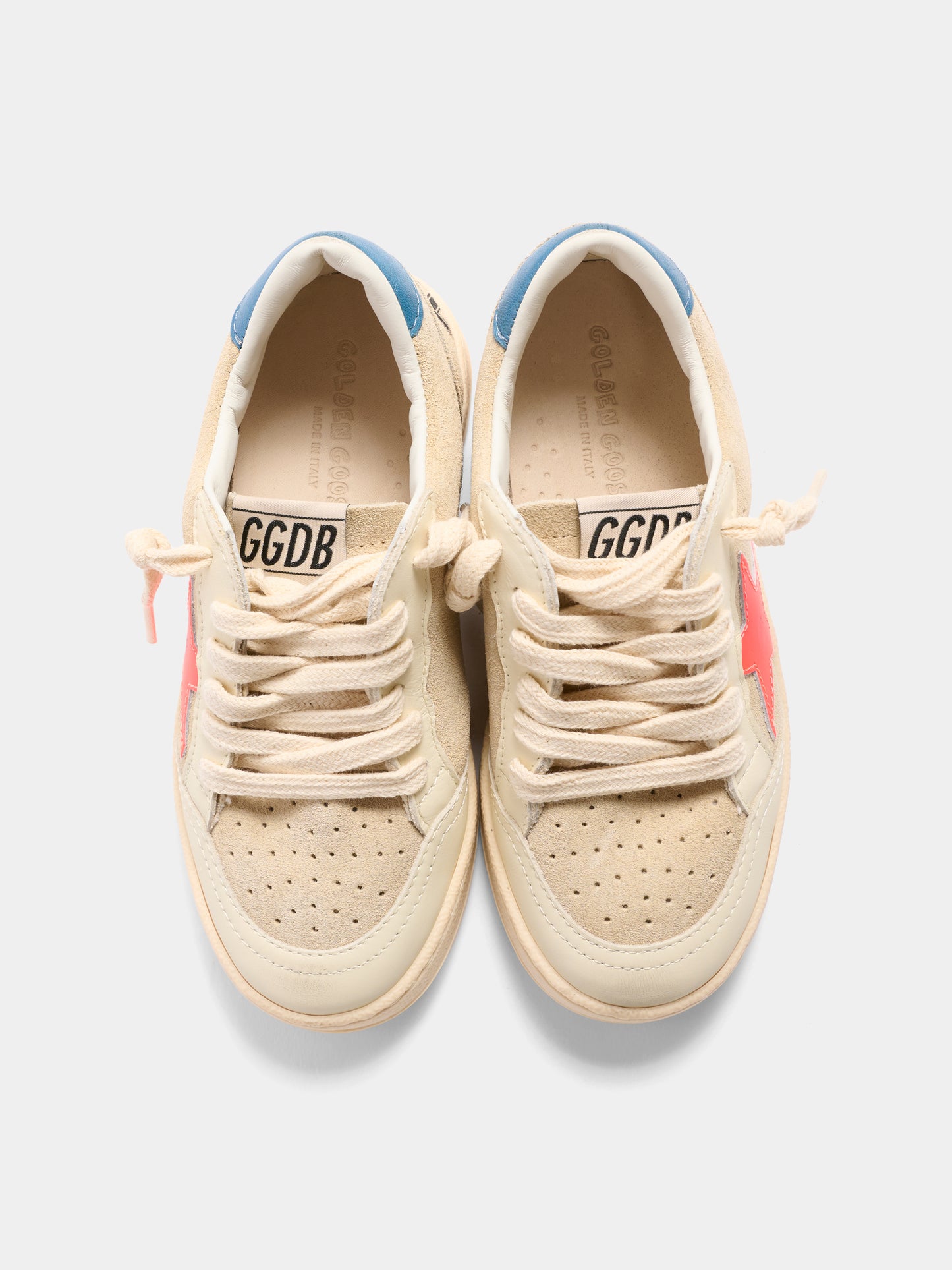 Sneakers Ball Star beige per bambino con stella,Golden Goose,GYF00439 F008050 15863