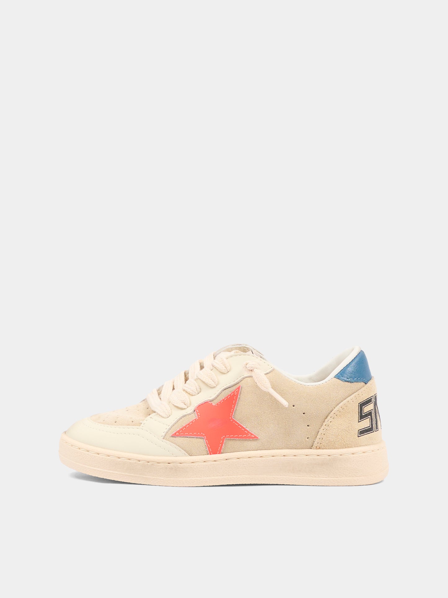Sneakers Ball Star beige per bambino con stella,Golden Goose,GYF00439 F008050 15863