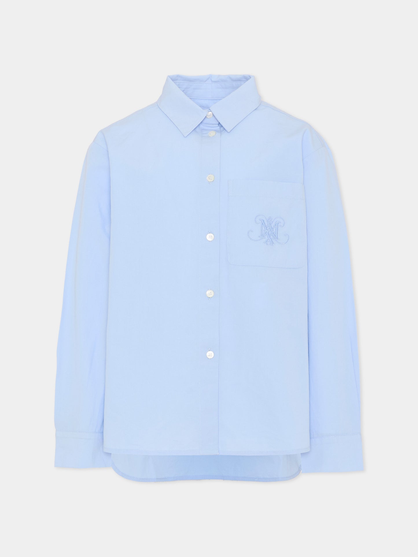 Camicia celeste per bambina con logo,Max&co,MX0210 MX077 MX804