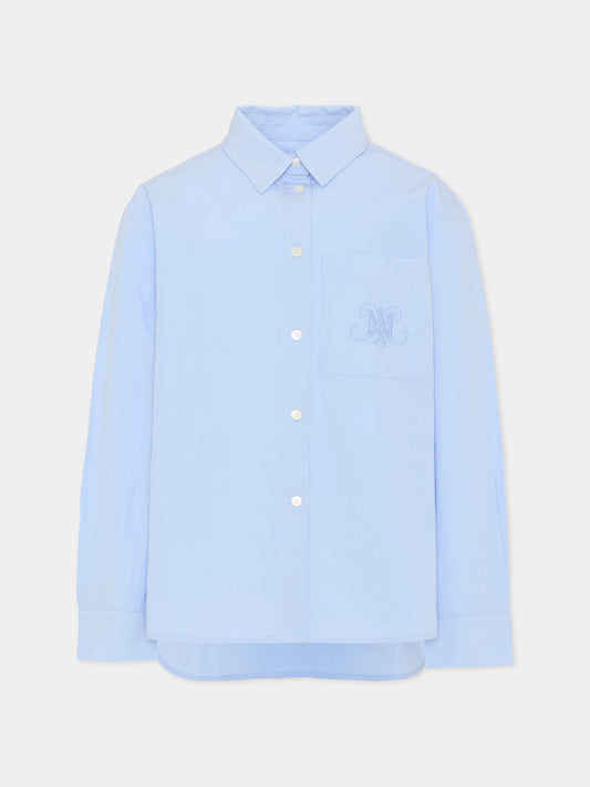 Camicia celeste per bambina con logo,Max&co,MX0210 MX077 MX804