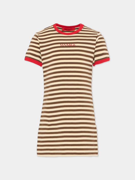 Vestito multicolor per bambina con logo,Max&co,MX0265 MX046 MX752