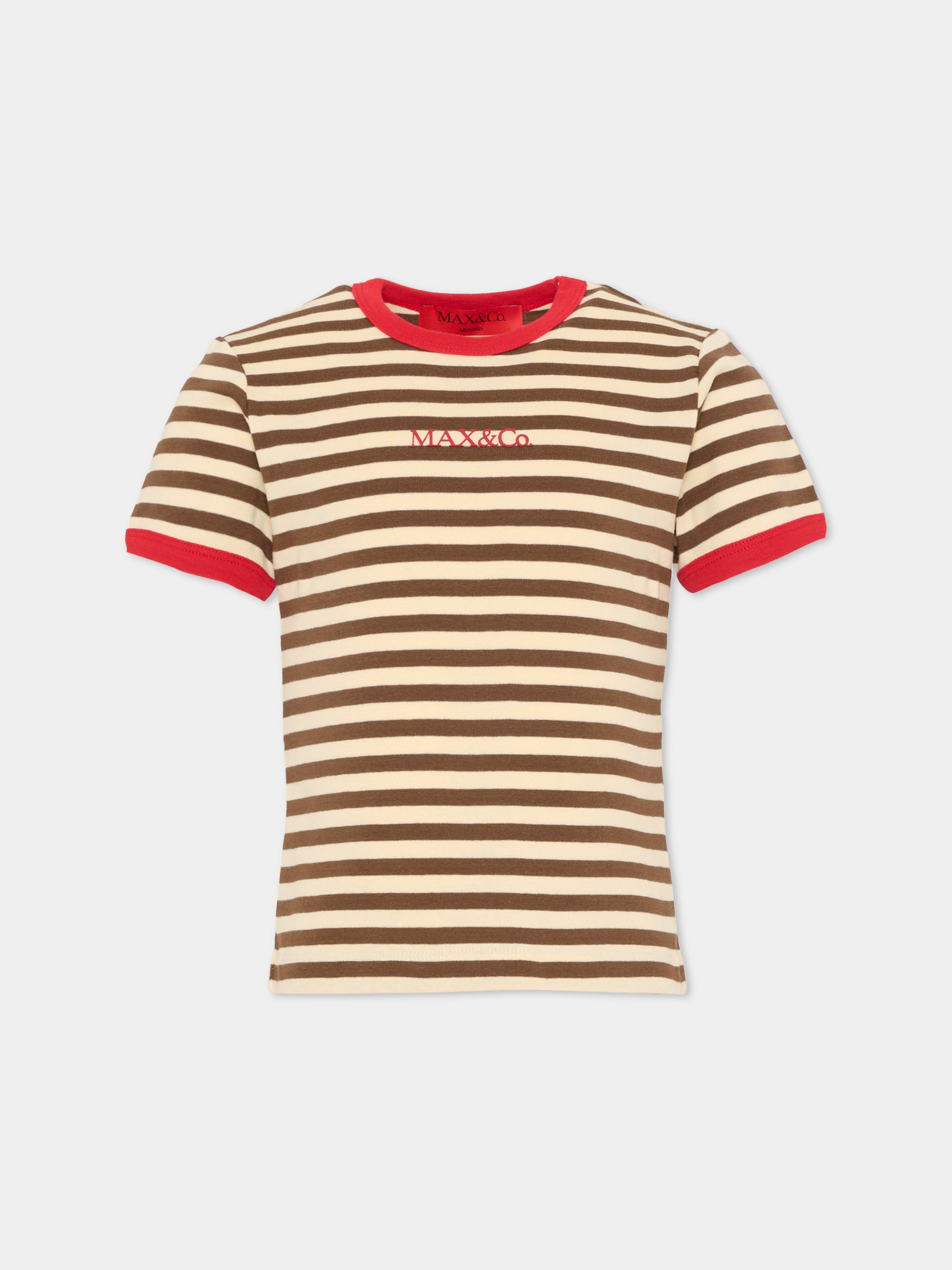 T-shirt multicolor per bambina con logo,Max&co,MX0285 MX046 MX752