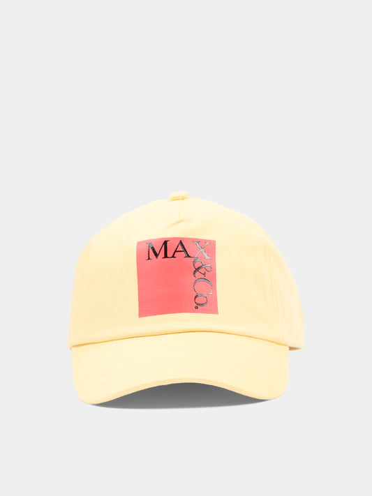 Cappello giallo per bambina con logo,Max&co,MX0322 MX01L MX105