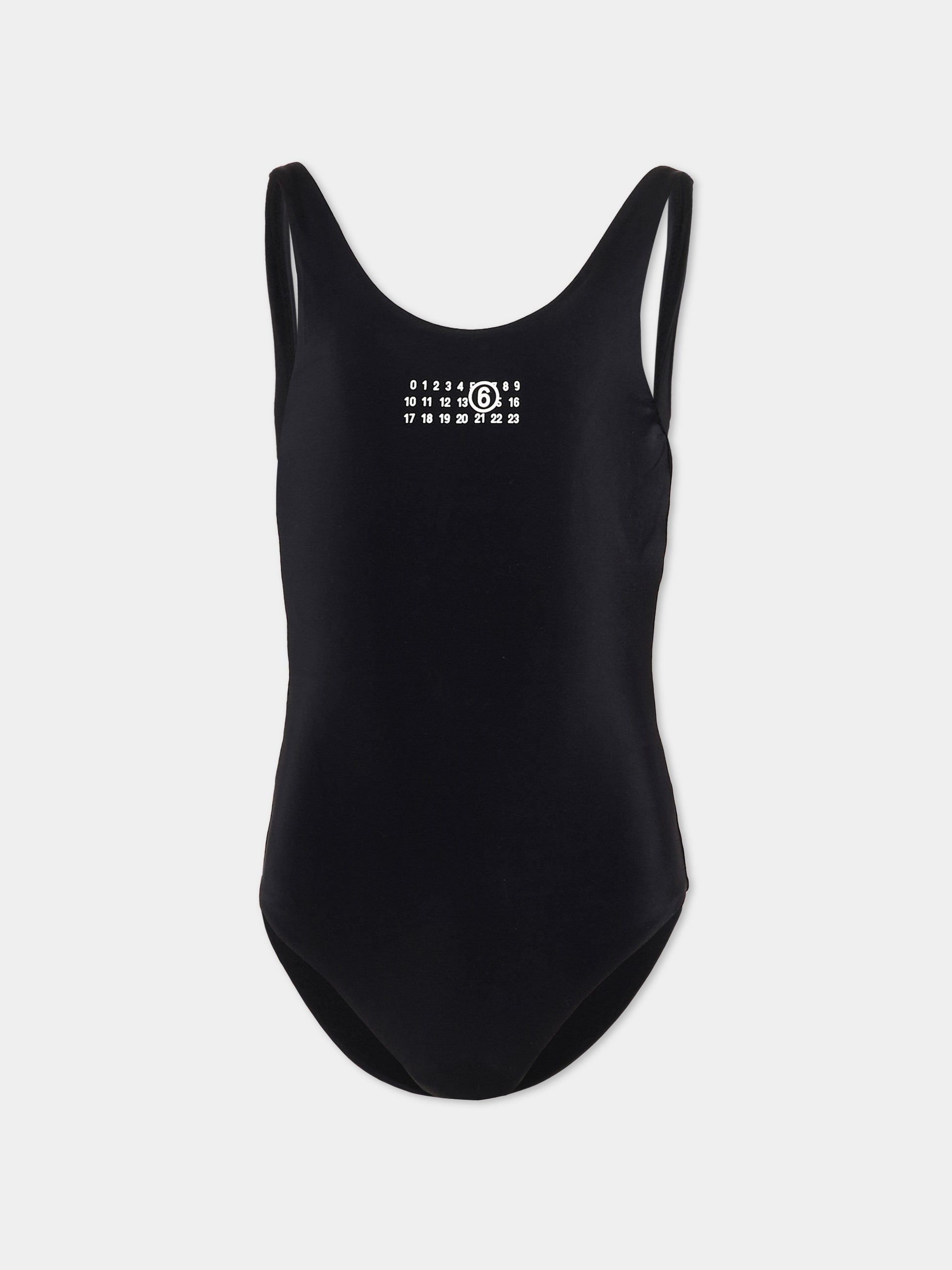 Costume intero nero per bambina logo,Mm6 Maison Margiela,M60568 MM00P M6900