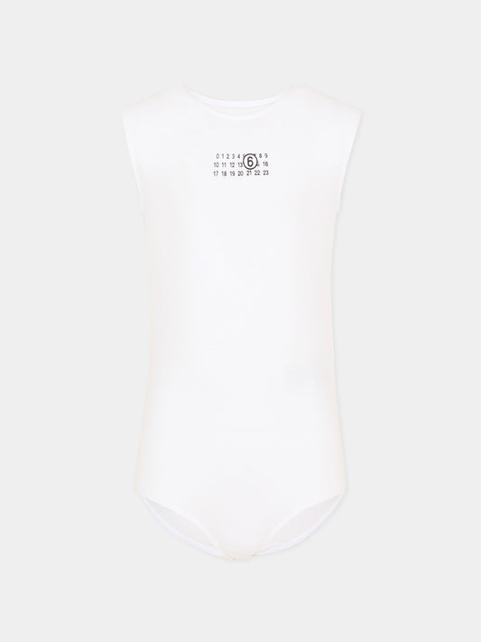 Body bianco per bambina con logo numerico,Mm6 Maison Margiela,M60809 MM05M M6100