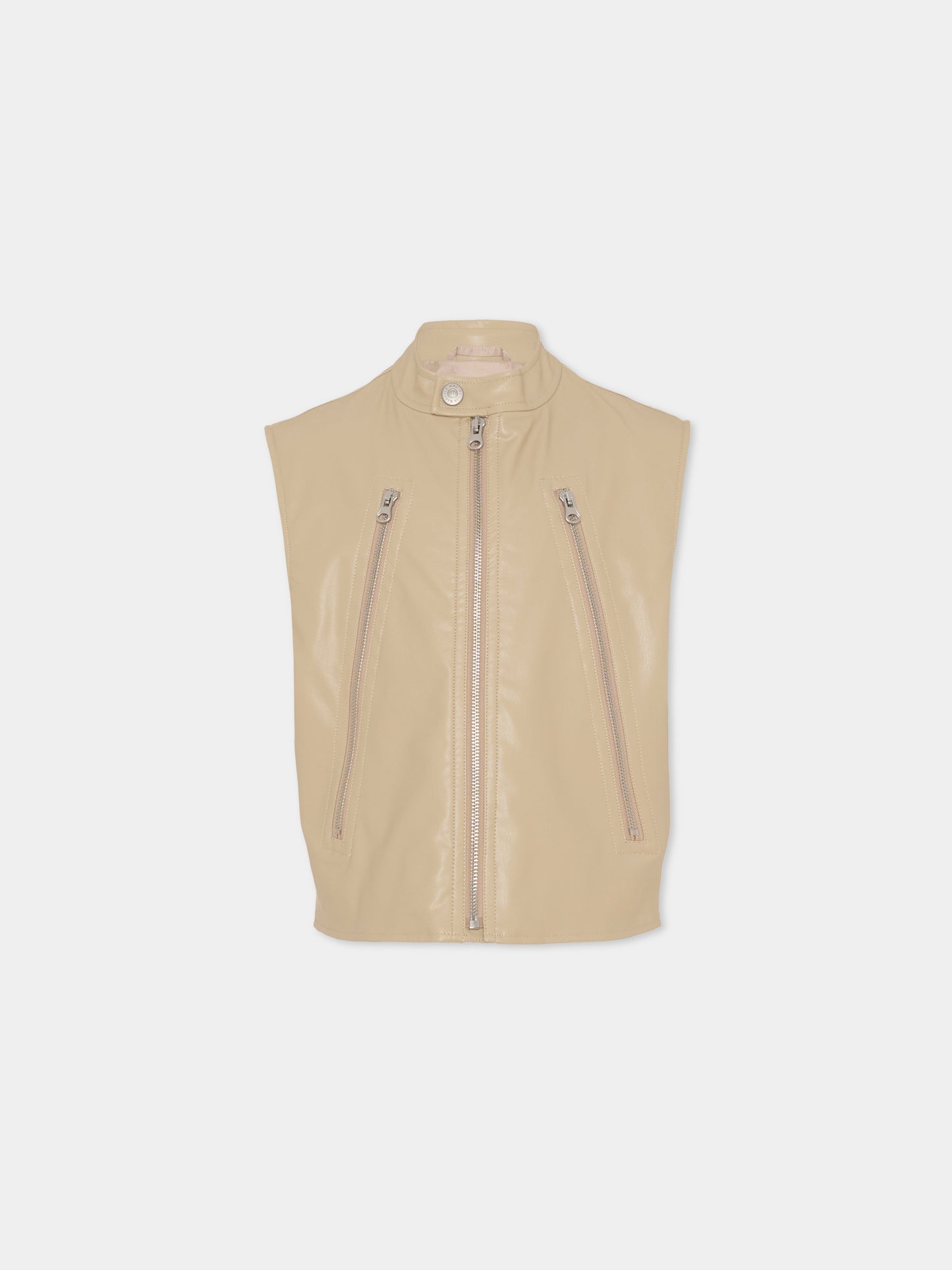 Gilet beige per bambini con logo,Mm6 Maison Margiela,M60886 MM07F M6709