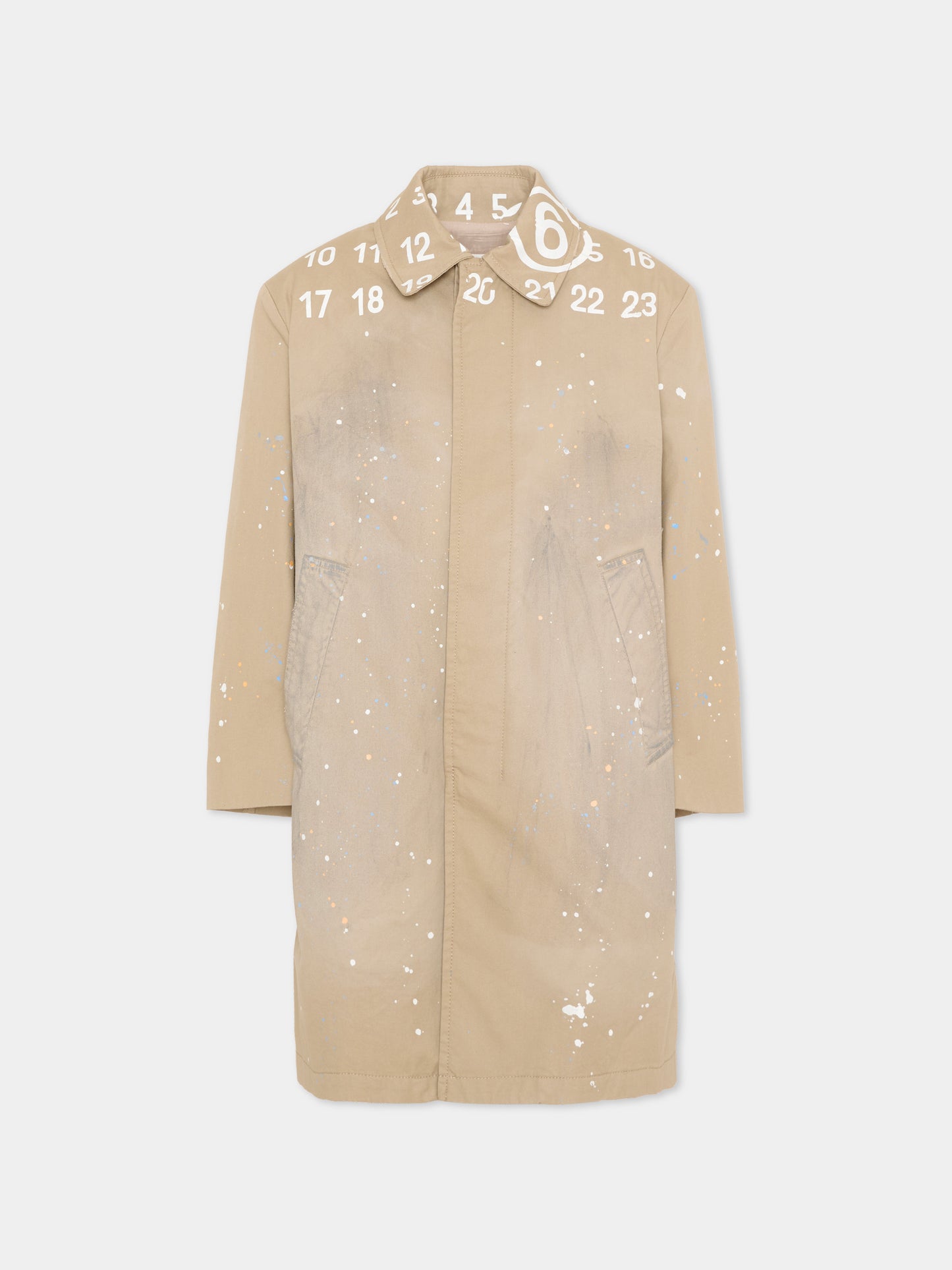 Trench beige per bambini con logo numerico,Mm6 Maison Margiela,M60928 MM07B M6709