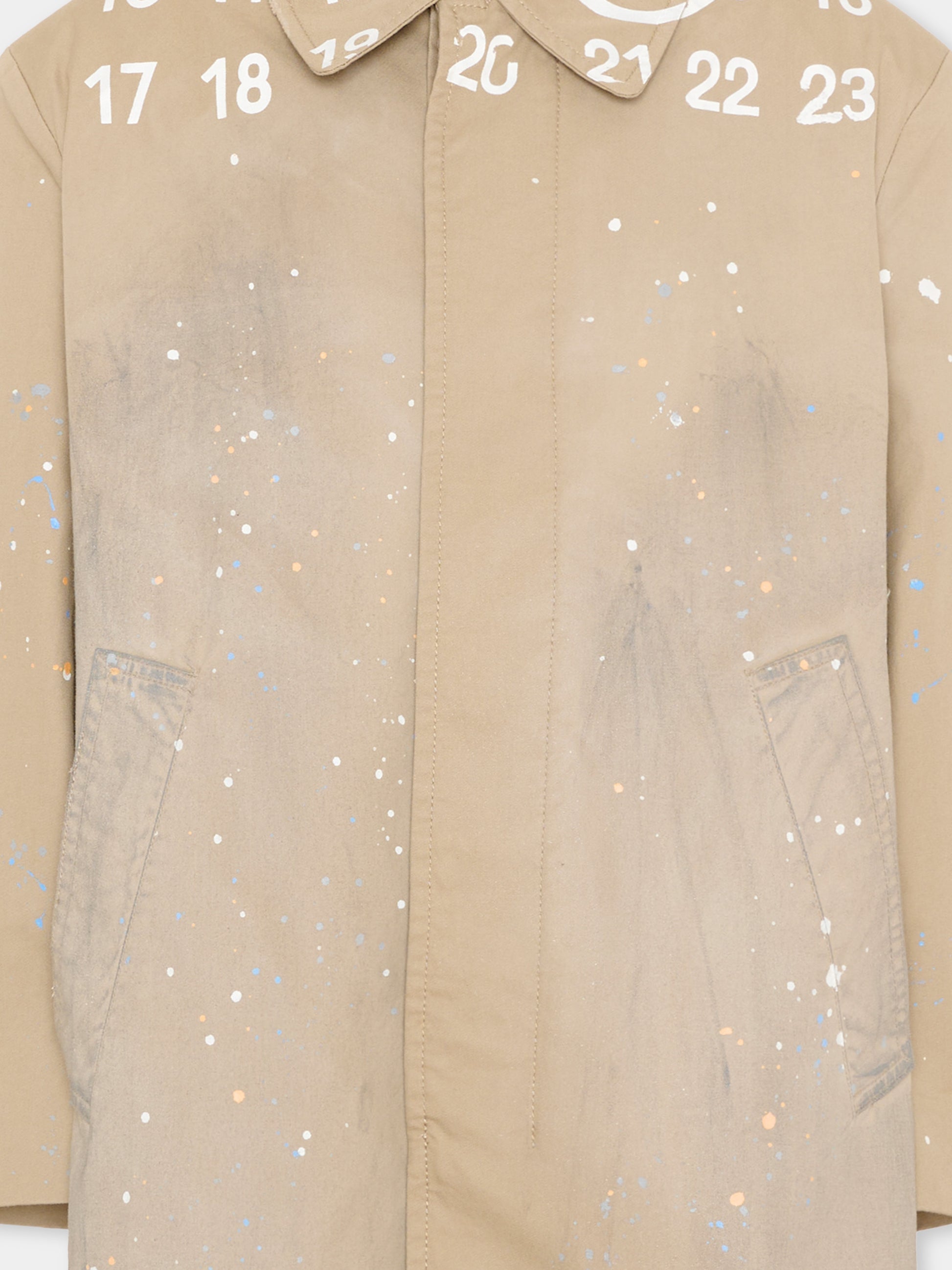 Trench beige per bambini con logo numerico,Mm6 Maison Margiela,M60928 MM07B M6709