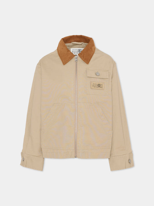 Giubbotto beige per bambini con logo,Mm6 Maison Margiela,M60930 MM07D M6709