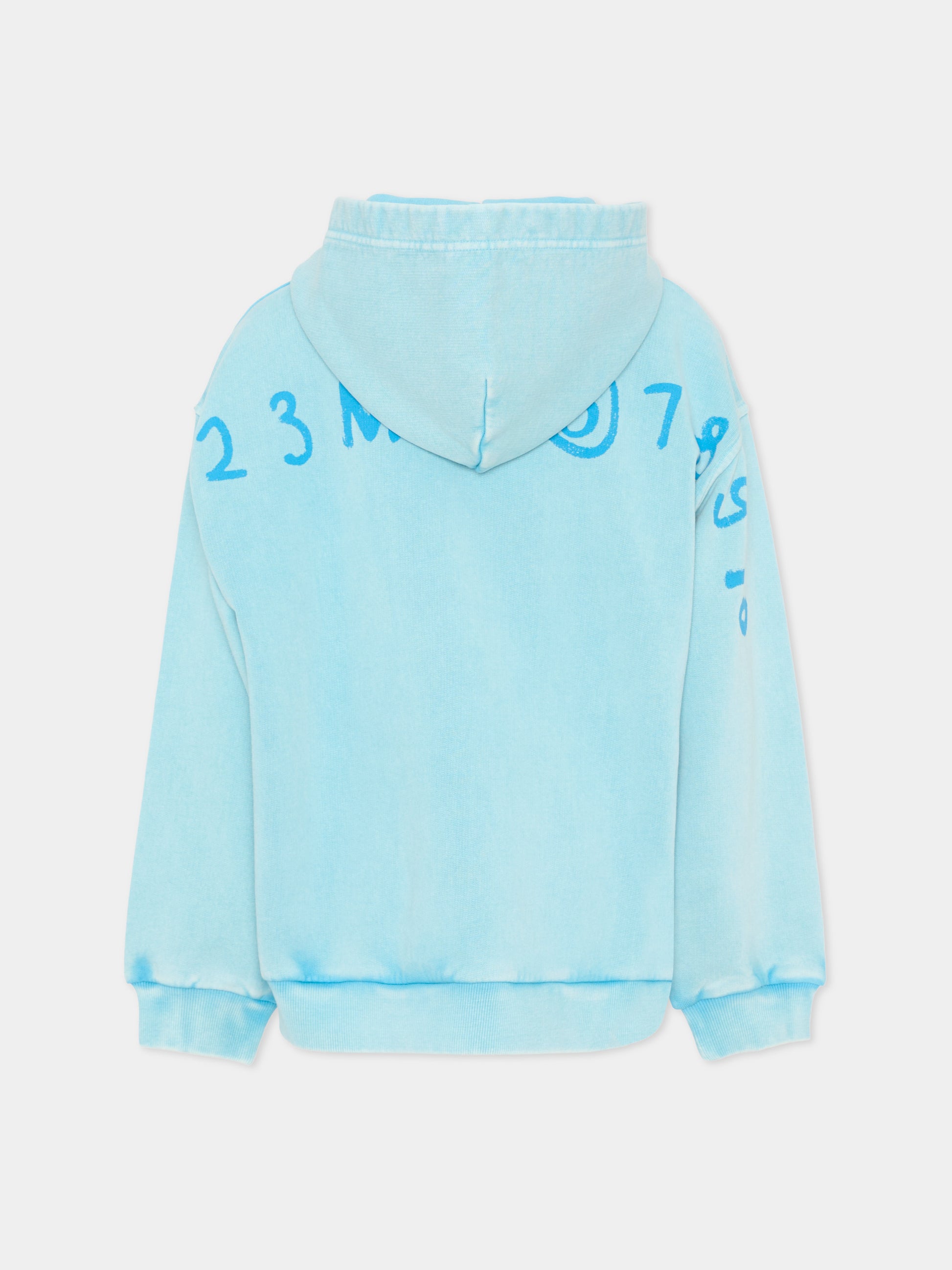 Felpa azzurra per bambino con logo numerico,Mm6 Maison Margiela,M60978 MM07L M6809