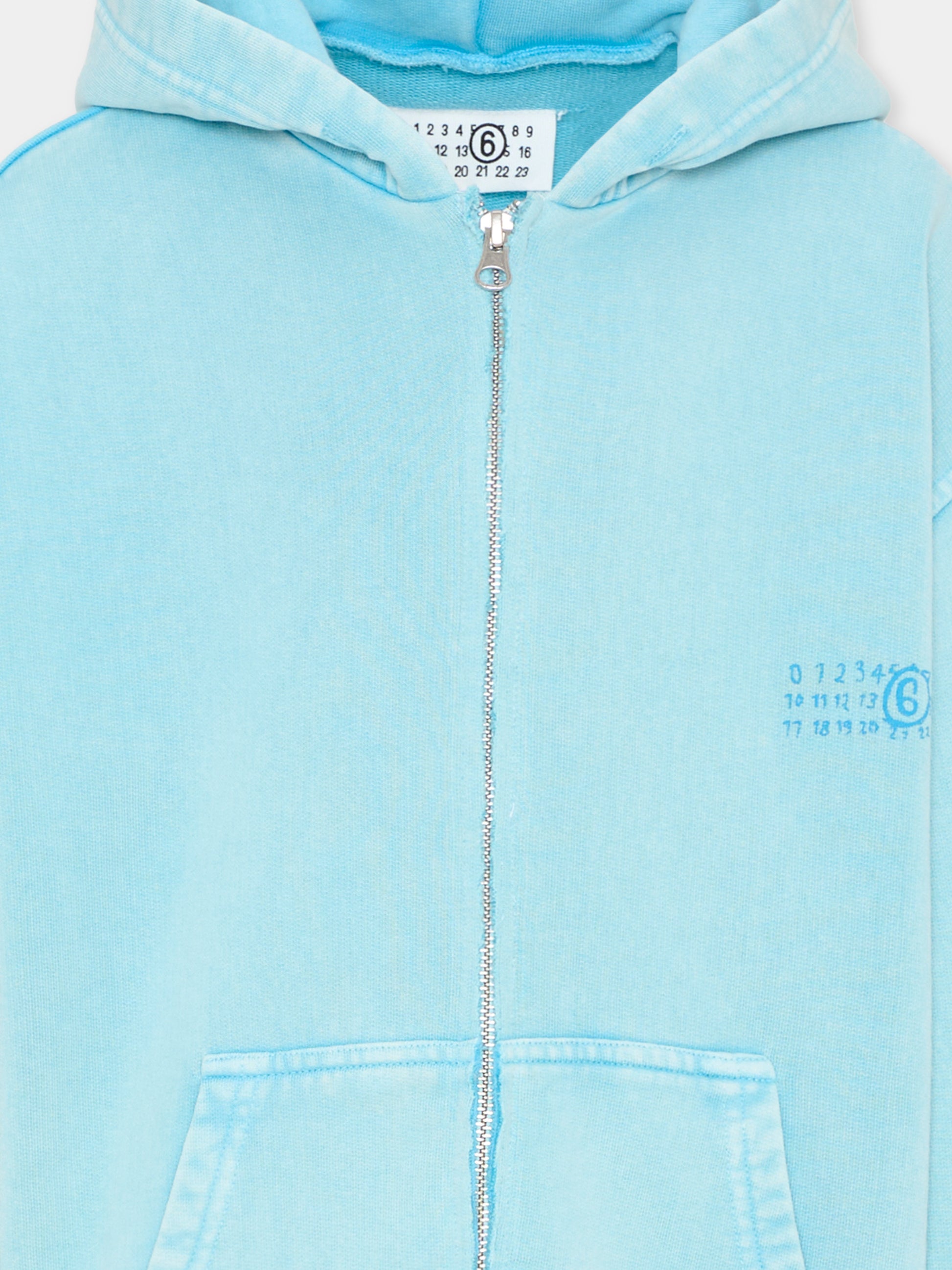 Felpa azzurra per bambino con logo numerico,Mm6 Maison Margiela,M60978 MM07L M6809