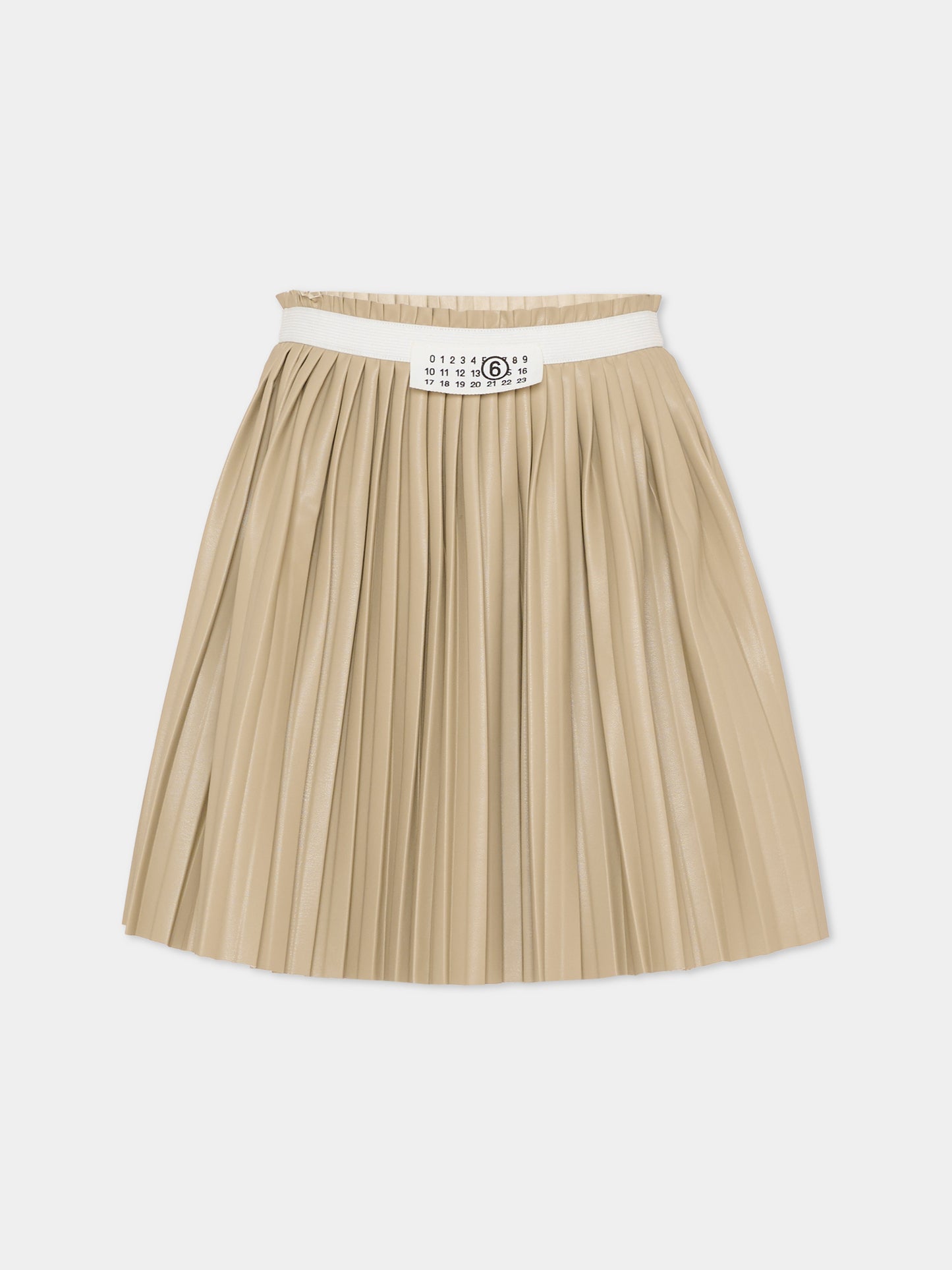 Gonna beige per bambina con logo,Mm6 Maison Margiela,M60999 MM07F M6709