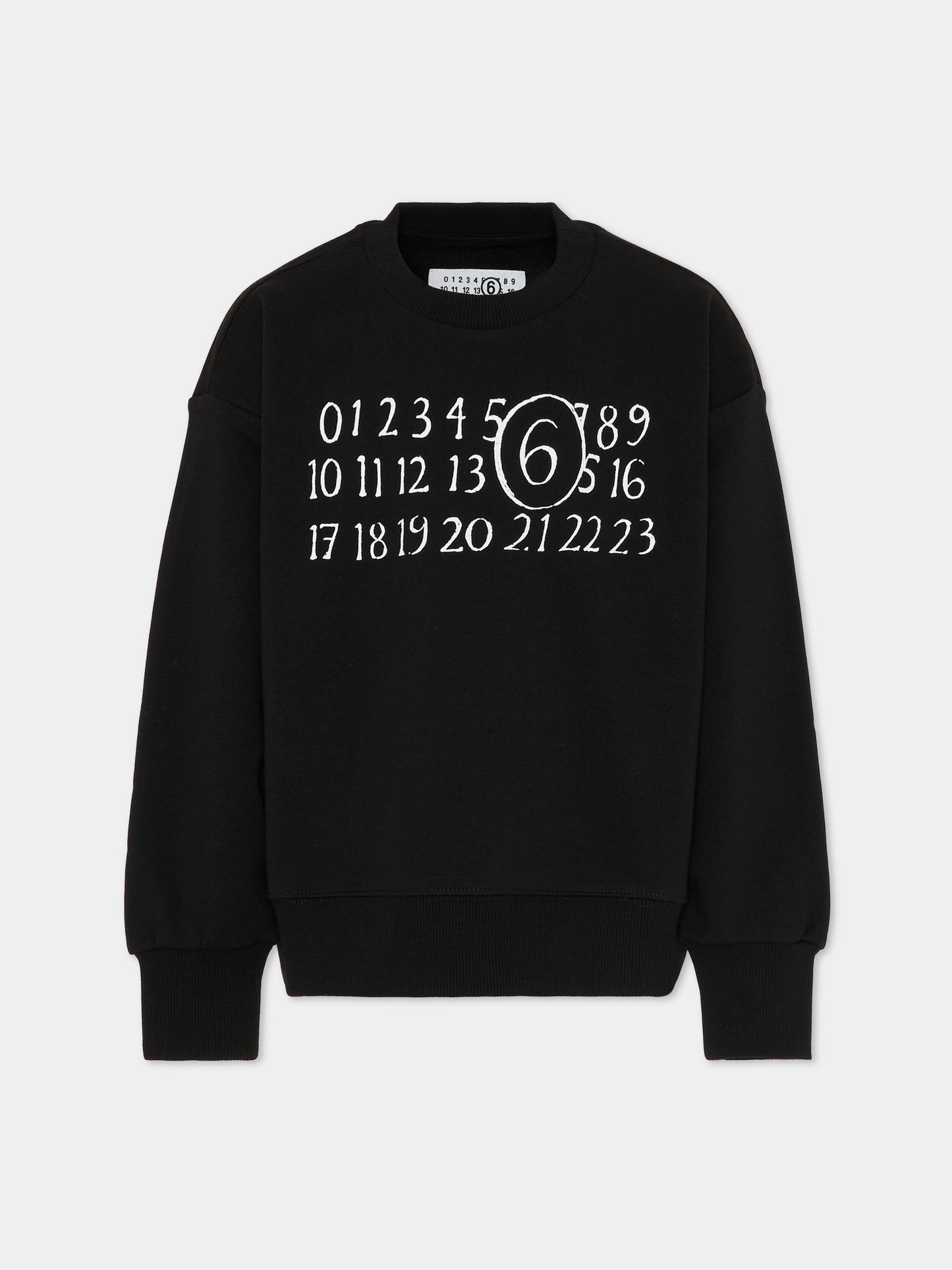 Felpa nera per bambini con logo,Mm6 Maison Margiela,M61009 MM02X M6900