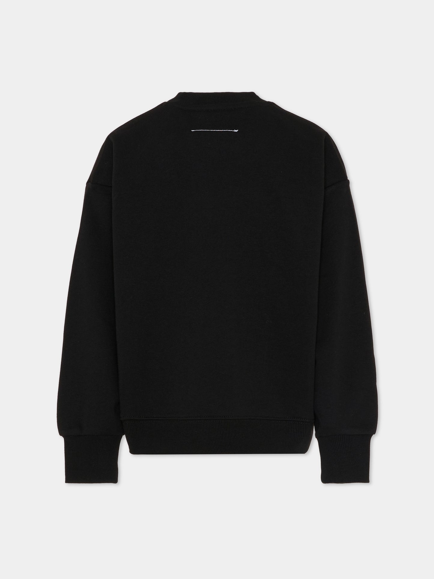 Felpa nera per bambini con logo,Mm6 Maison Margiela,M61009 MM02X M6900