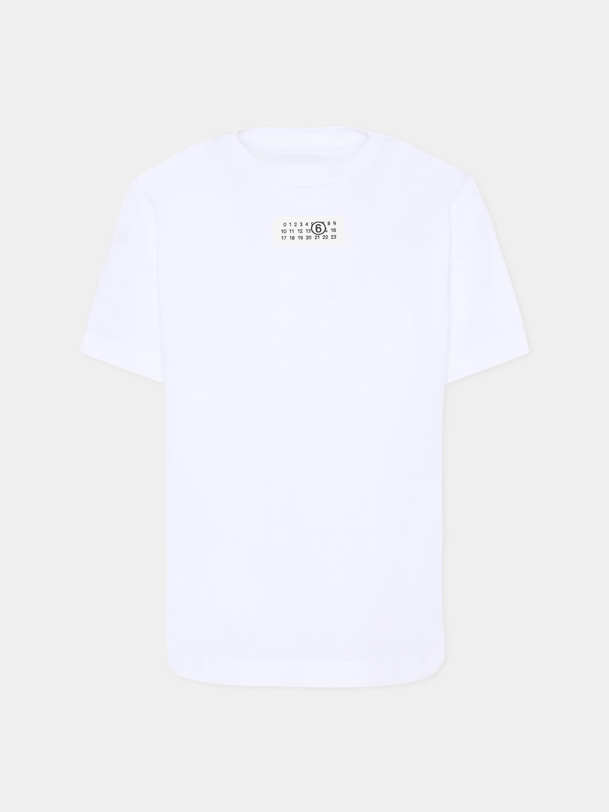 T-shirt bianca per bambini con patch,Mm6 Maison Margiela,M61022 MM04I M6100