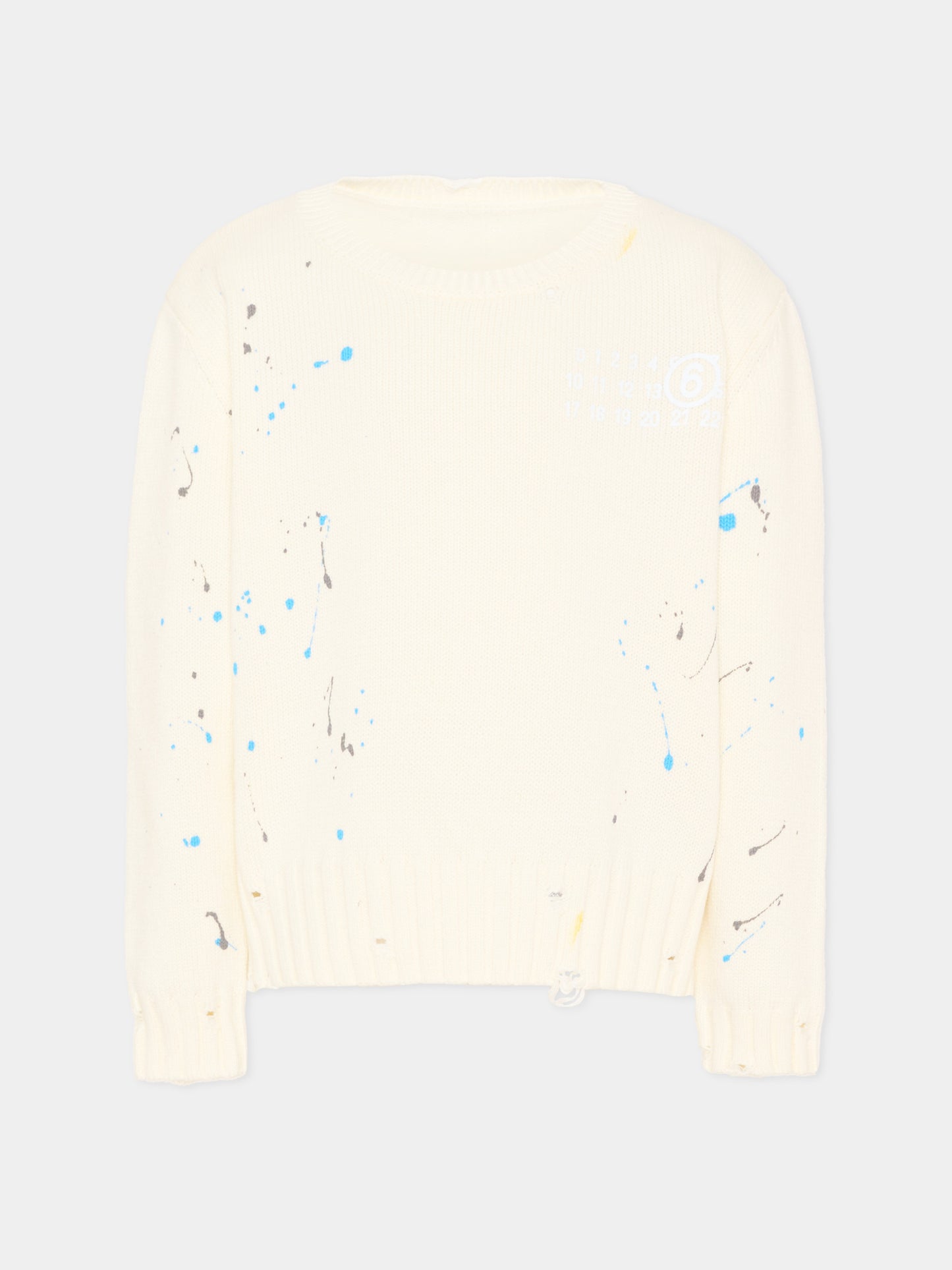 Maglione avorio per bambini con schizzi,Mm6 Maison Margiela,M61026 MM07Y M6101