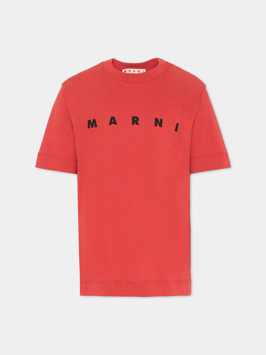 T-shirt rossa per bambini con logo nero,Marni Kids,M002MV M00RF 0M435