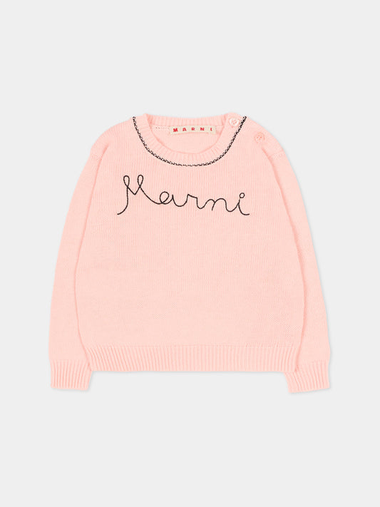 Maglione rosa per neonata con logo ricamato,Marni Kids,M00992 M00X8 0M351