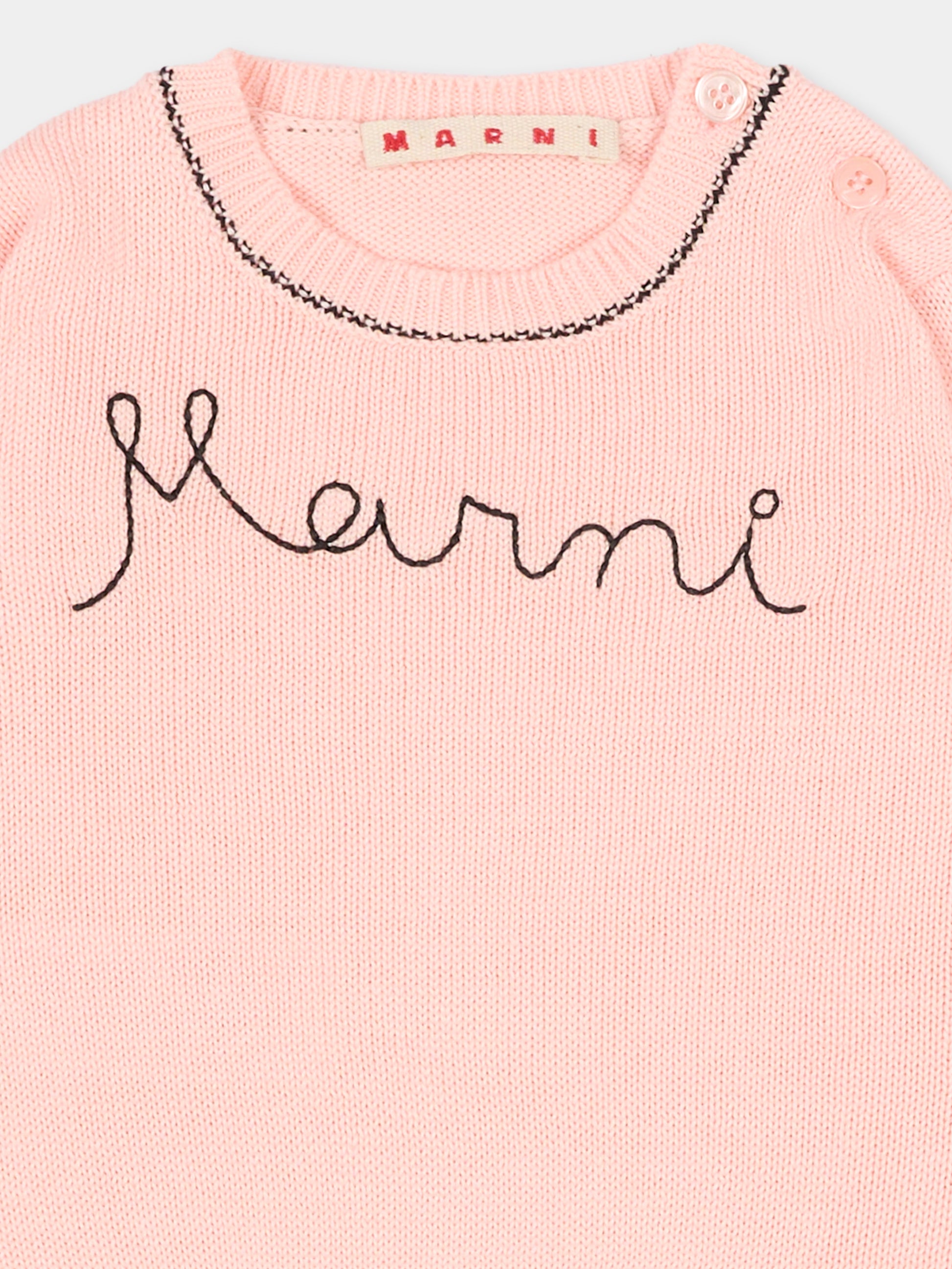 Maglione rosa per neonata con logo ricamato,Marni Kids,M00992 M00X8 0M351