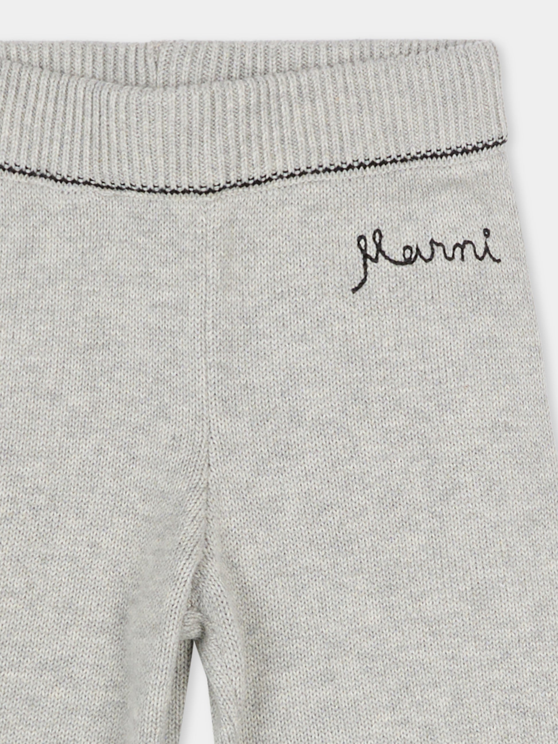 Pantaloni grigi per neonata con logo ricamato,Marni Kids,M00994 M00X8 0M903