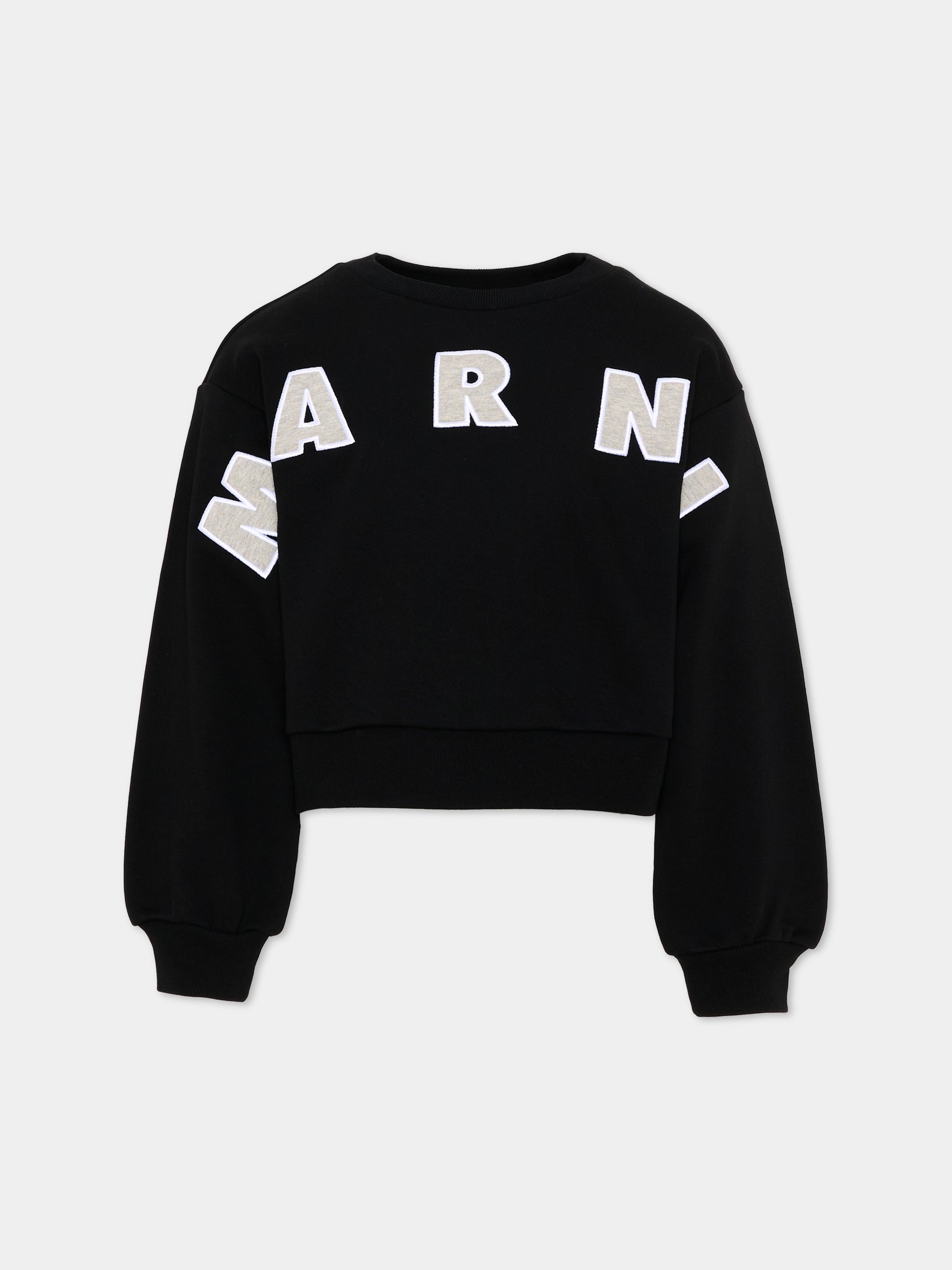 Felpa nera per bambina con logo,Marni Kids,M01193 M00V0 0M90E