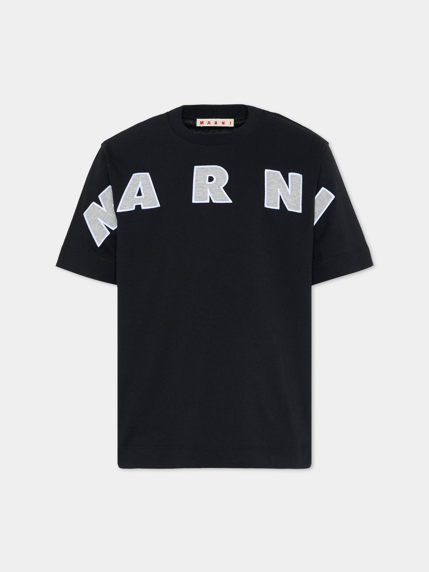 T-shirt nera per bambini con logo,Marni Kids,M01265 M00RF 0M90E