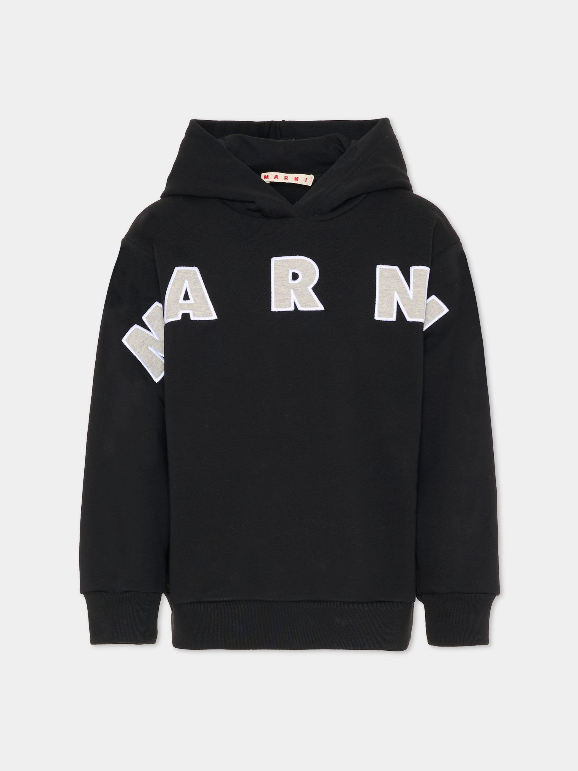 Felpa nera per bambini con logo,Marni Kids,M01266 M00V0 0M90E