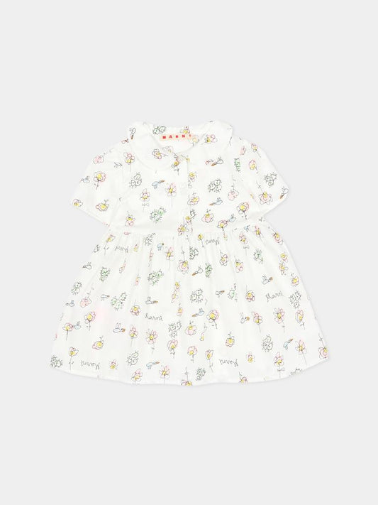 Vestito bianco per neonata con disegni,Marni Kids,M01647 M00WI 0M100