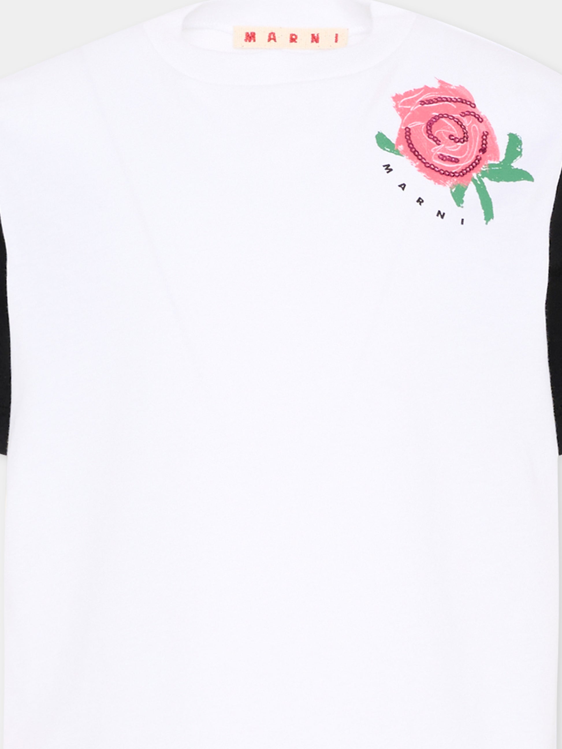 T-Shirt bianca per bambina con rosa,Marni Kids,M01699 M00HZ 0M100