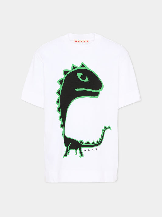 T-Shirt bianca per bambino con dinosauro,Marni Kids,M01712 M00L9 0M100