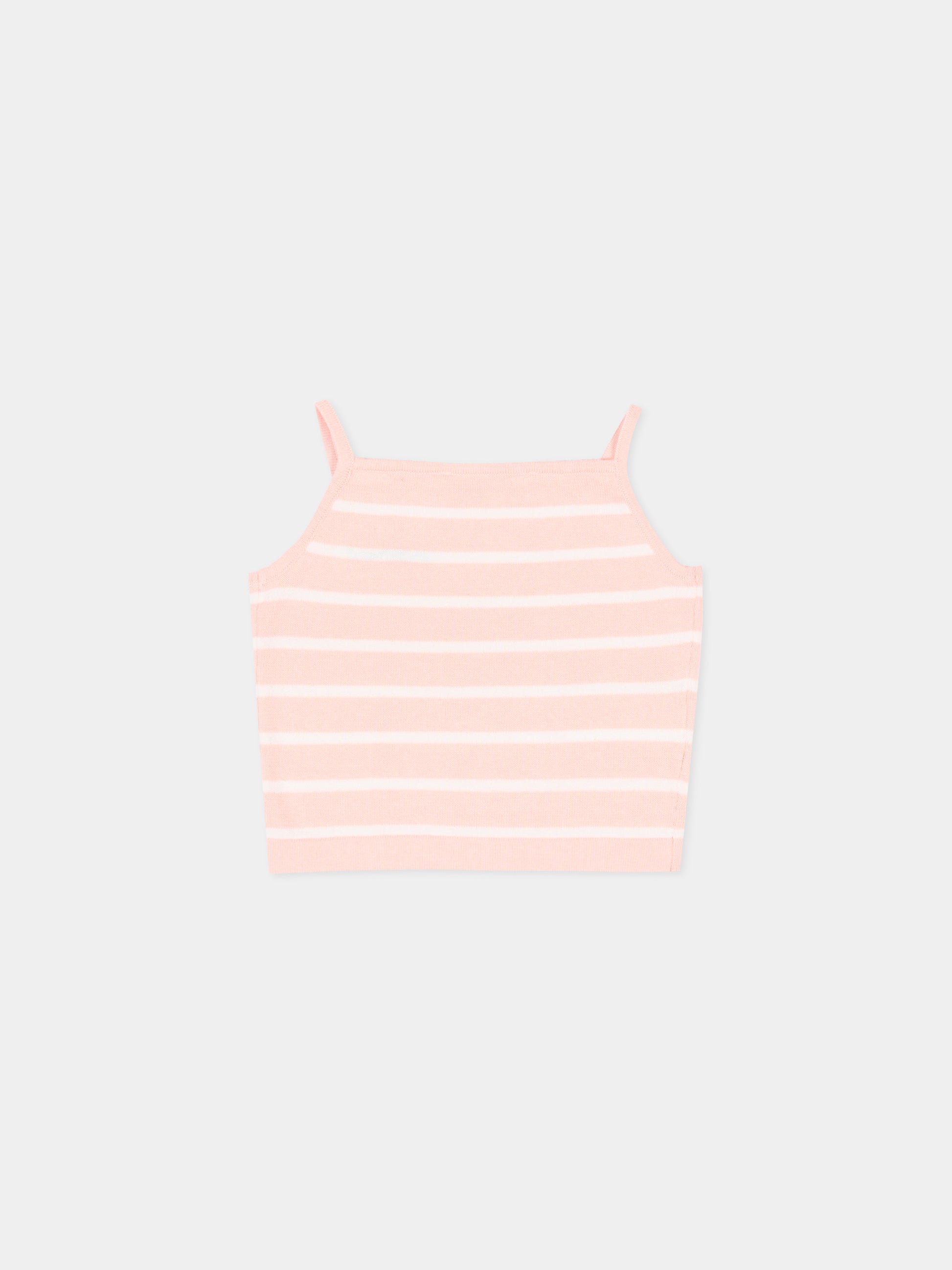 Top rosa per neonata a righe con logo,Marni Kids,M01721 M00X6 0M351