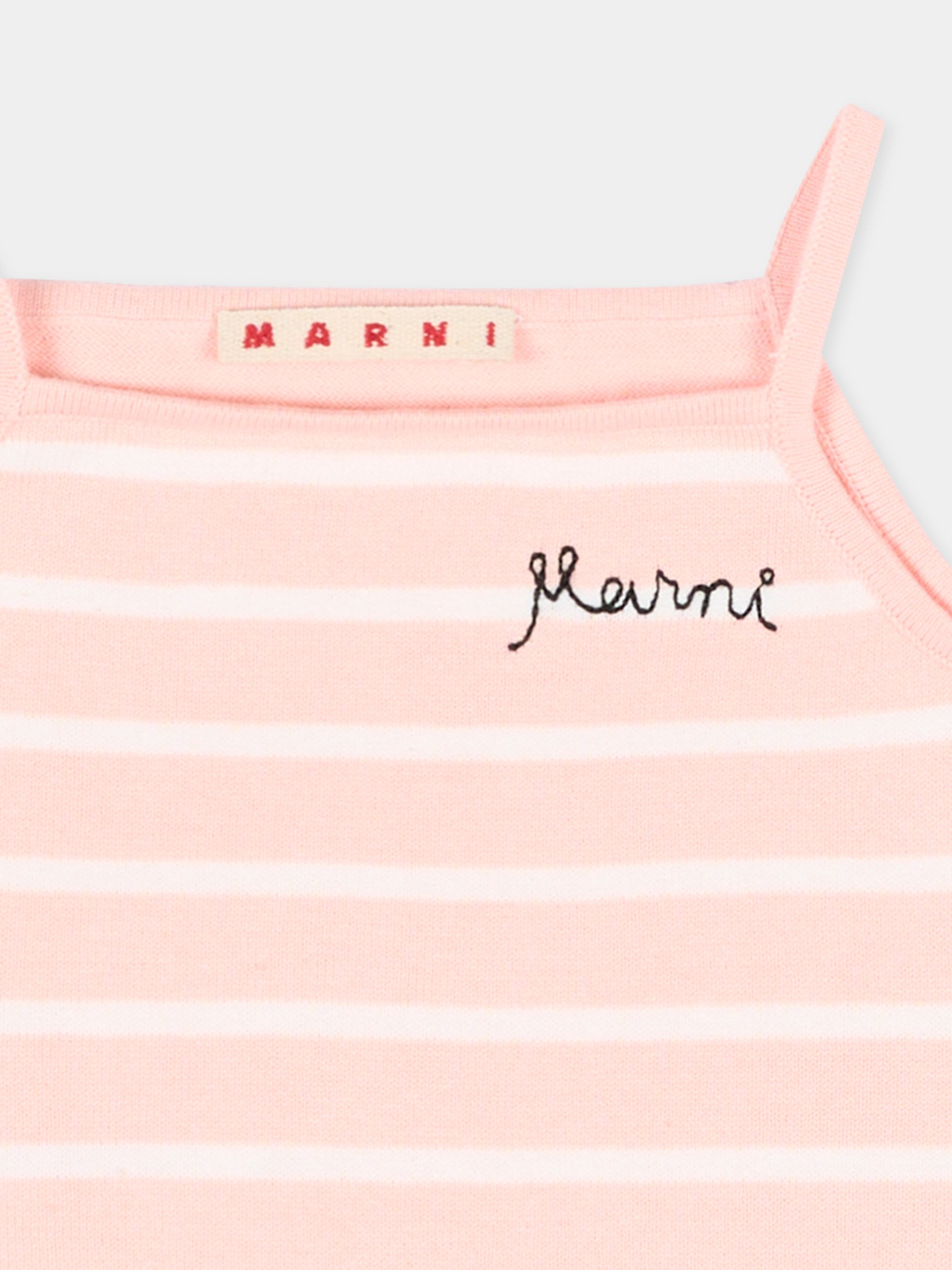 Top rosa per neonata a righe con logo,Marni Kids,M01721 M00X6 0M351