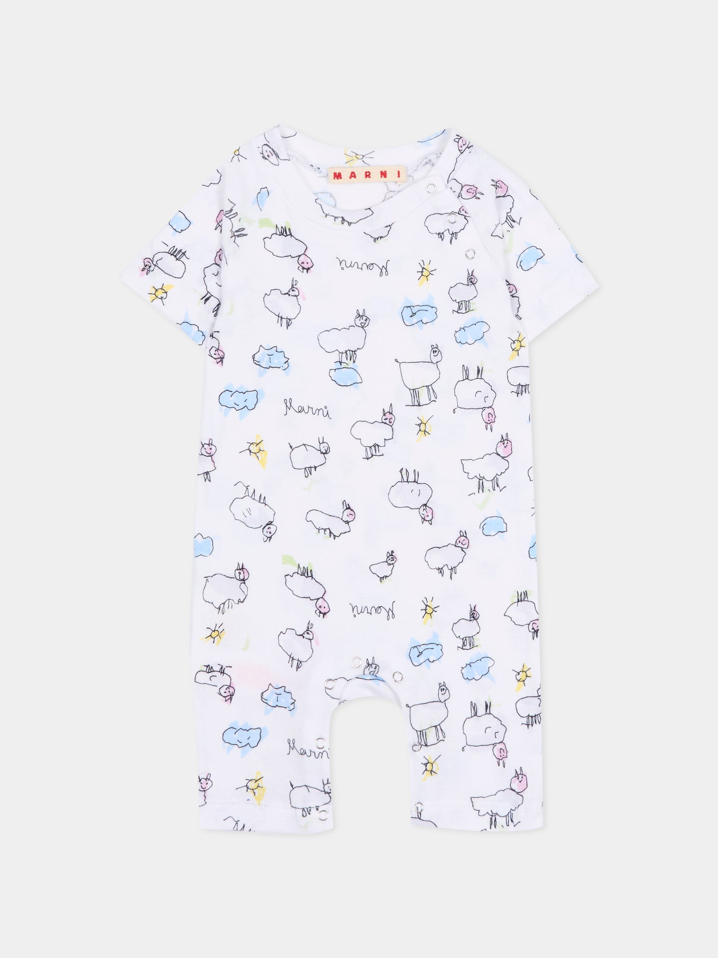 Set tutina bianca per neonati con disegni,Marni Kids,M01783 M00X9 0M100