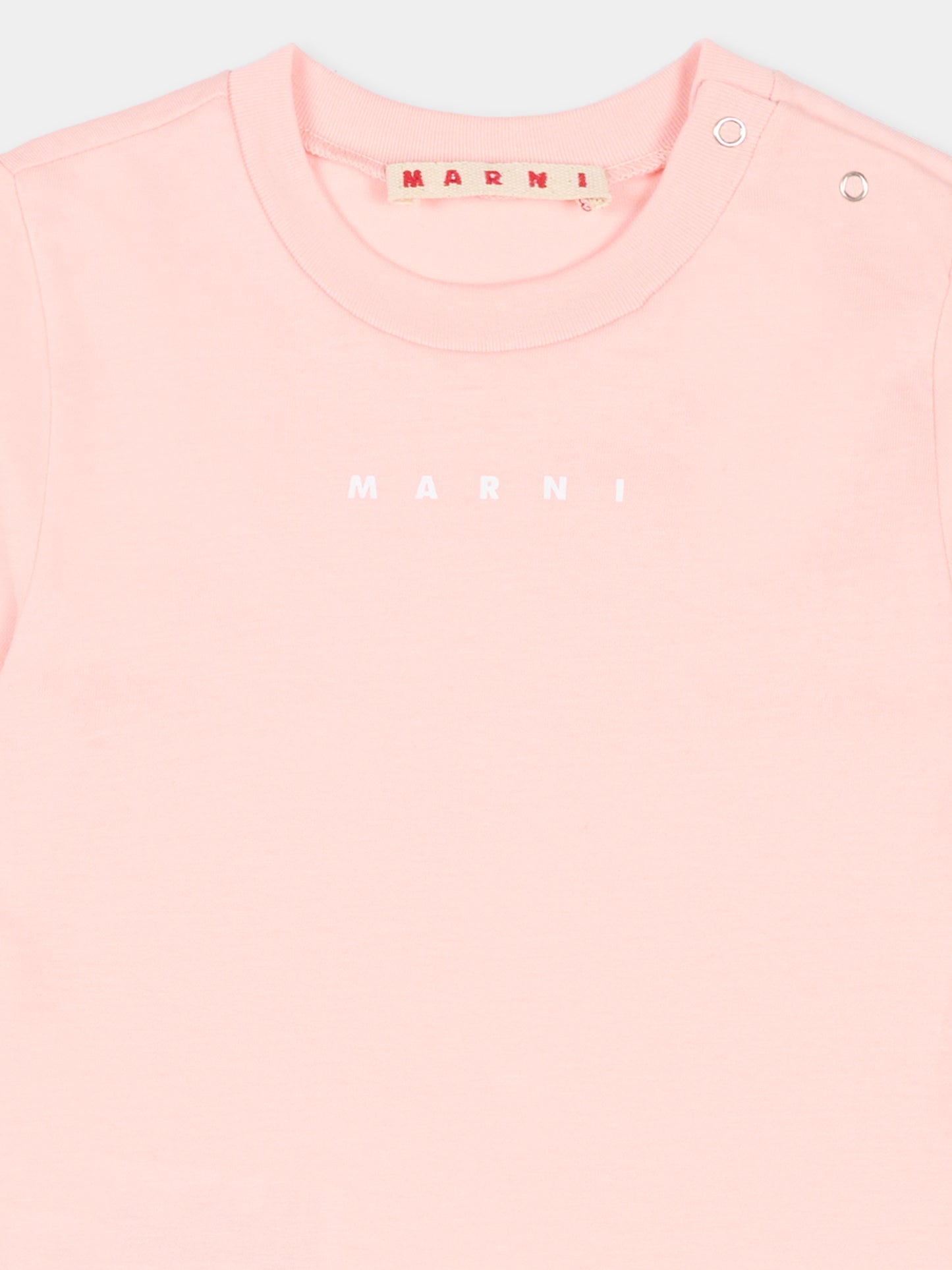T-shirt rosa per neonata con logo,Marni Kids,M01785 M00RF 0M351