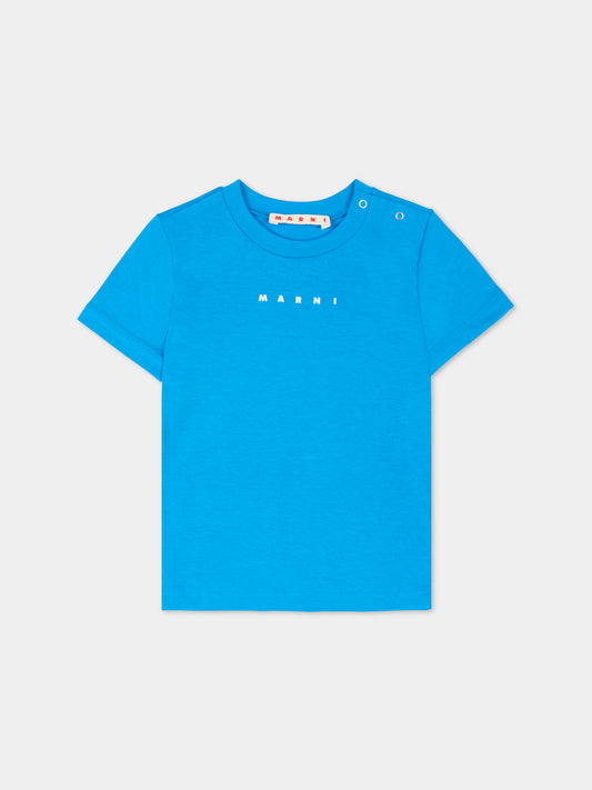 T-shirt blu per neonato con logo,Marni Kids,M01785 M00RF 0M859