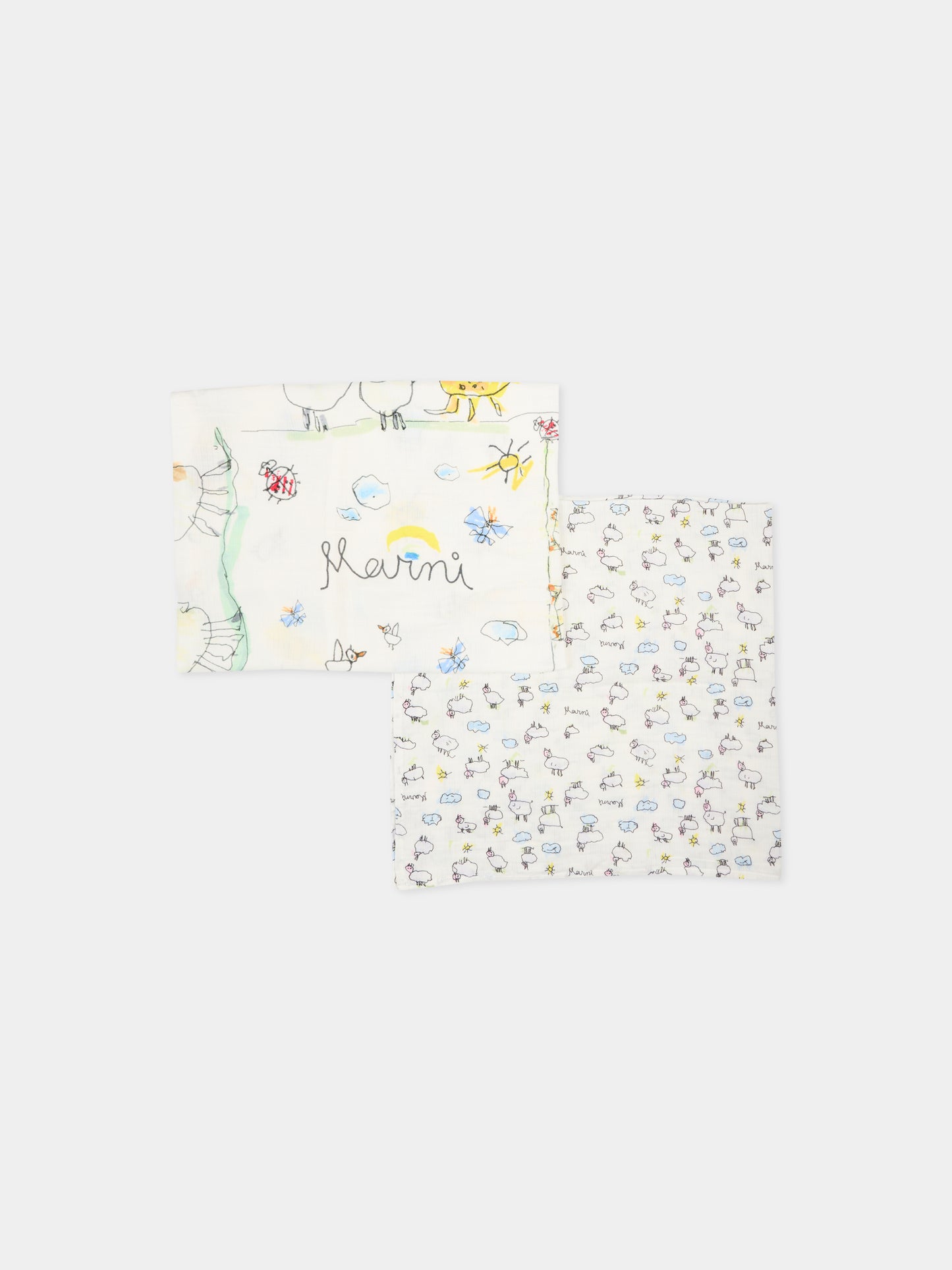 Set mussole avorio per neonati con disegni,Marni Kids,M01803 M00VS 0M100
