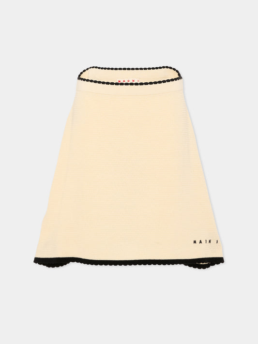 Gonna beige per bambina con profili neri,Marni Kids,M01816 M00WZ 0M115