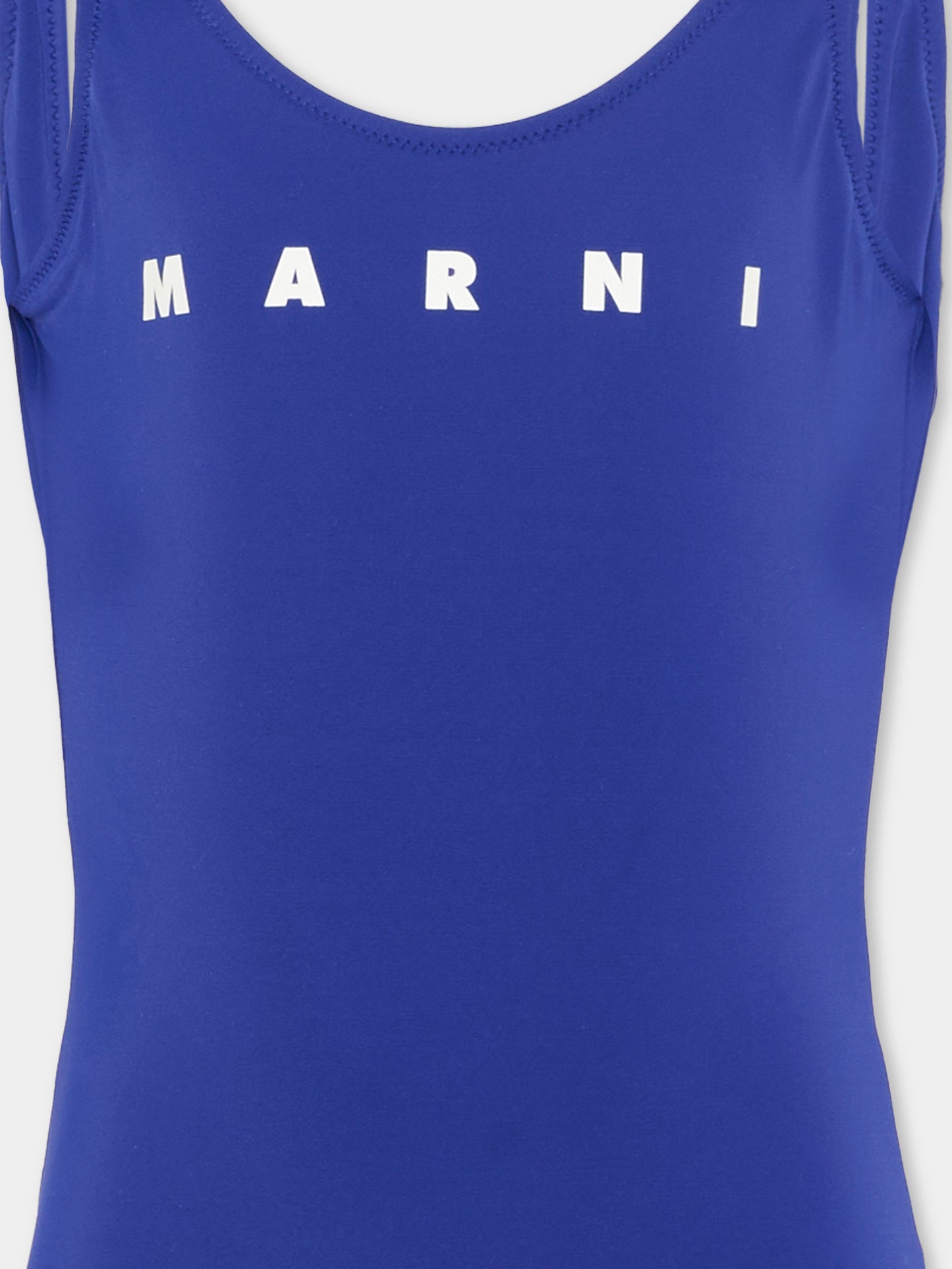 Costume intero blu per bambina con logo,Marni Kids,M01834 M00M2 0M860