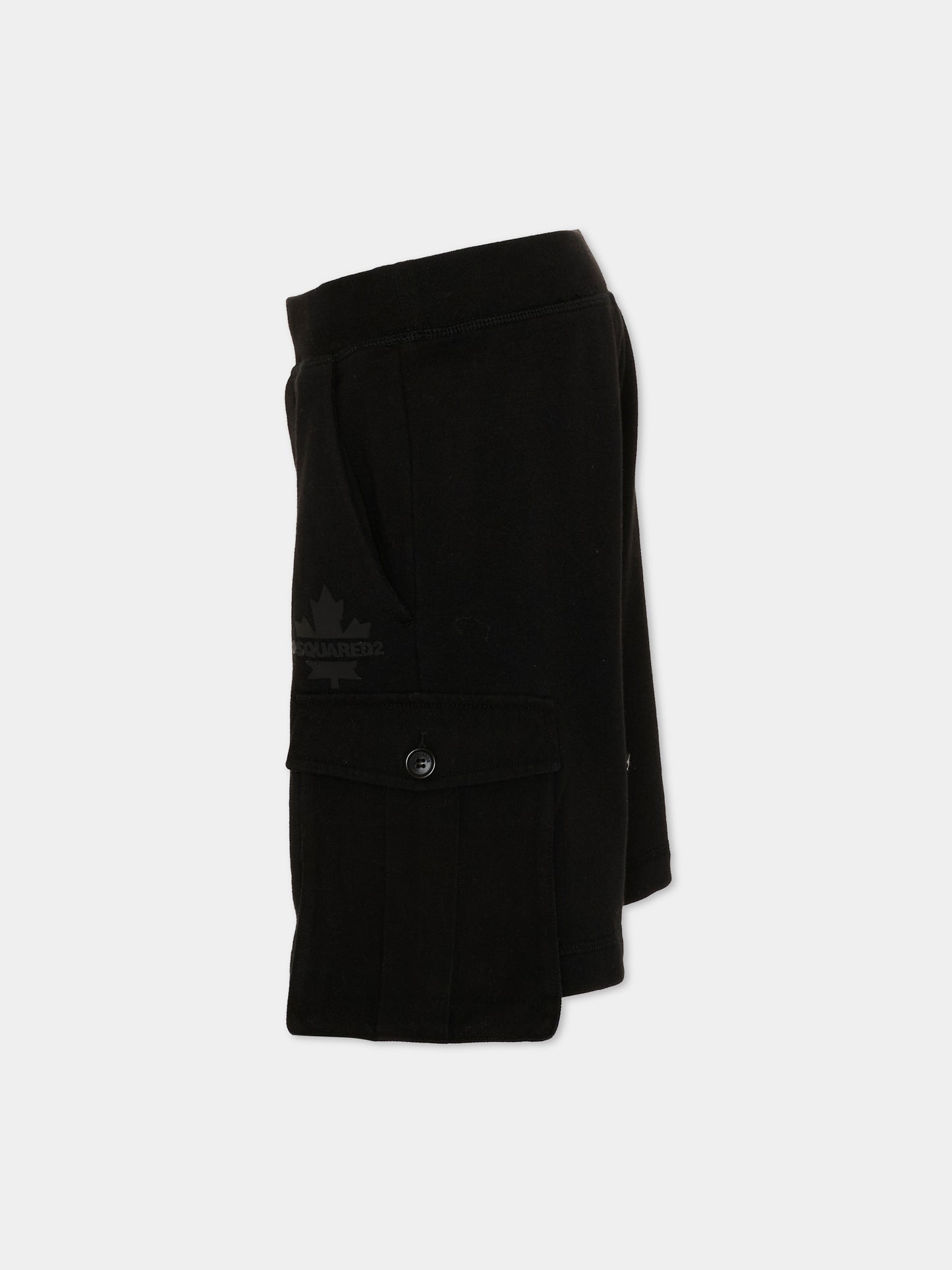 Shorts nero cargo per bambino con logo,Dsquared2,DQ2720 D0AC6 DQ900