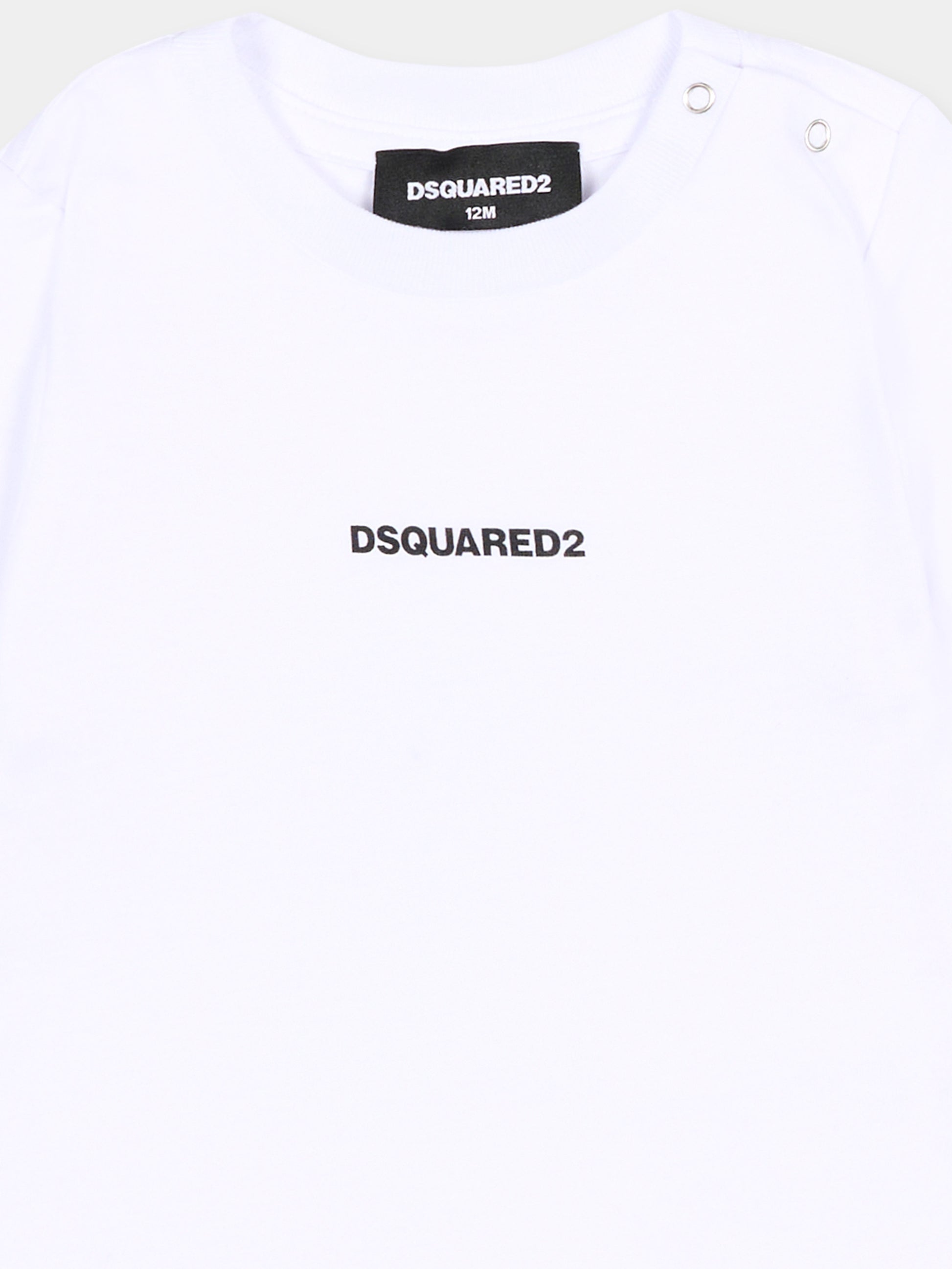 T-shirt bianca per neonato con logo,Dsquared2,DQ2853 D004G DQ100