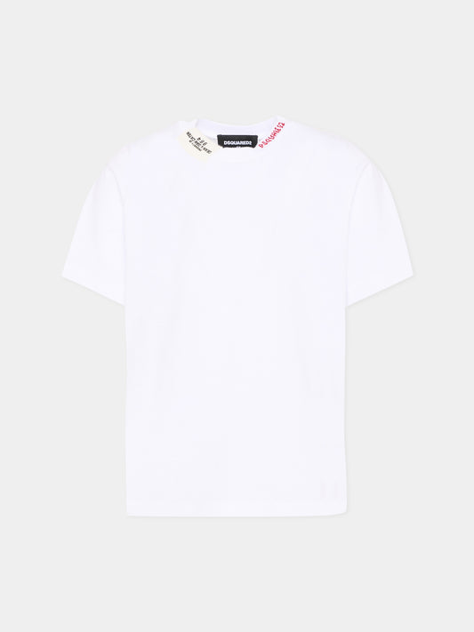 T-Shirt bianca per bambino con logo,Dsquared2,DQ3161 D0AGP DQ100