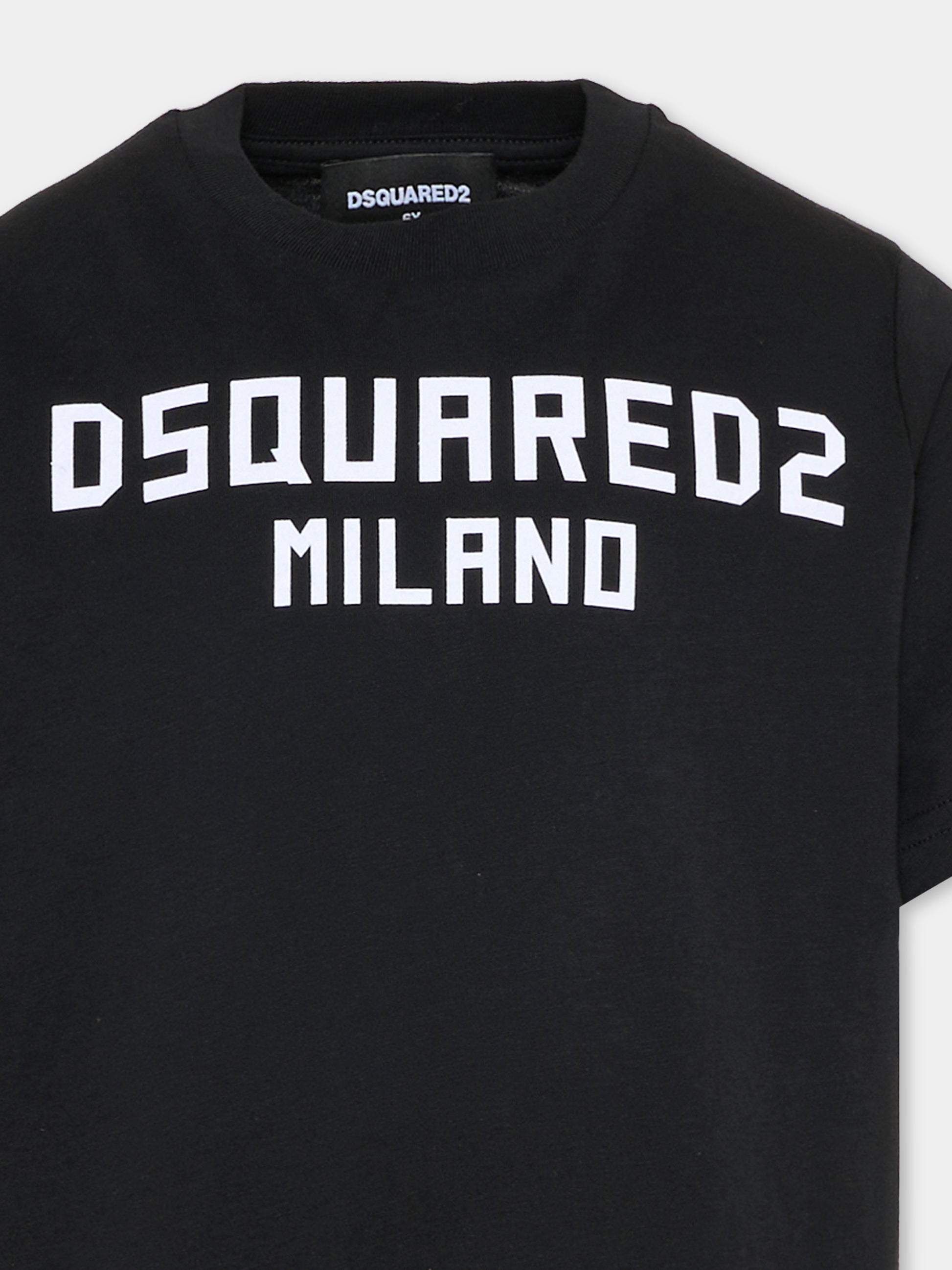 T-shirt nera per bambino con logo,Dsquared2,DQ3164 D0015 DQ900