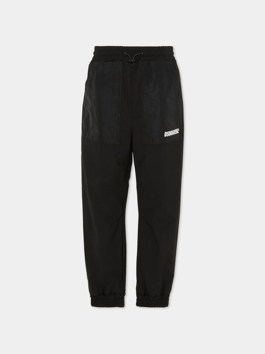 Pantaloni neri per bambino con logo,Dsquared2,DQ3203 D0AGV DQ900