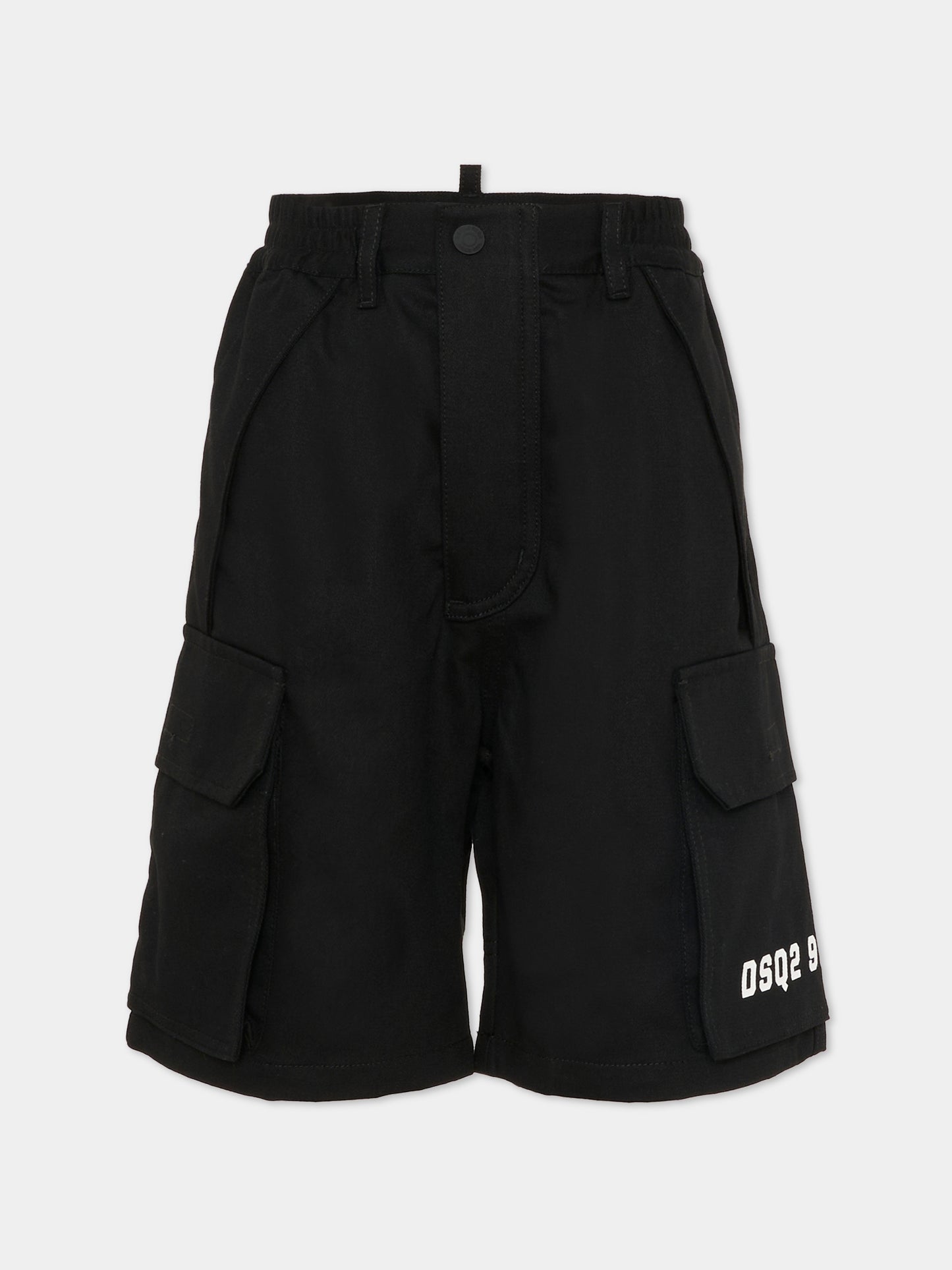Shorts neri per bambino con logo,Dsquared2,DQ3209 D0AGK DQ900