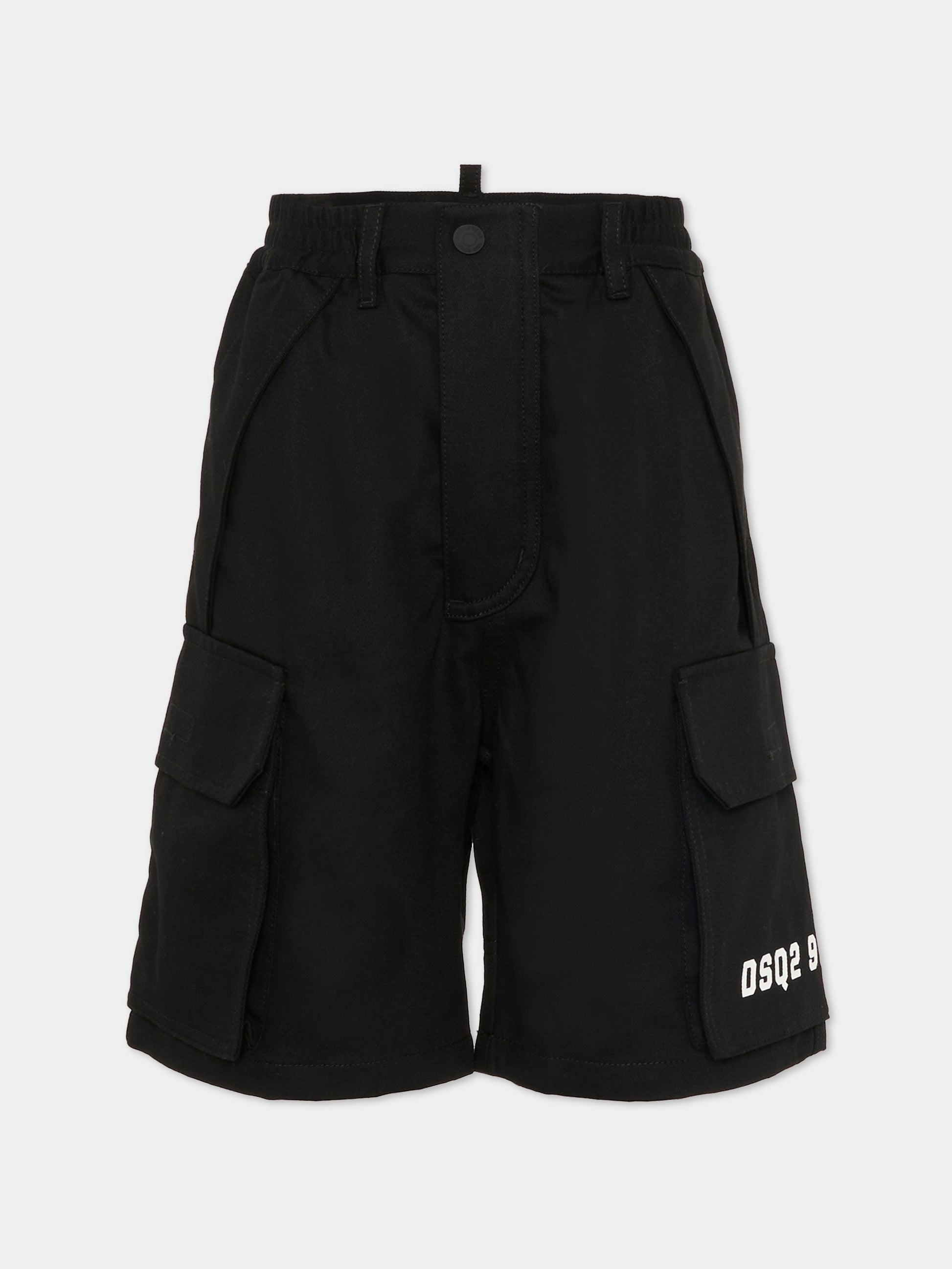 Shorts neri per bambino con logo,Dsquared2,DQ3209 D0AGK DQ900
