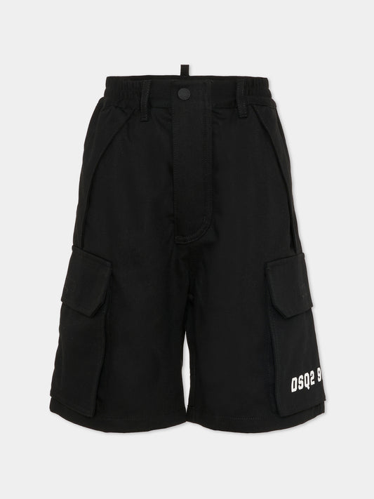 Shorts neri per bambino con logo,Dsquared2,DQ3209 D0AGK DQ900