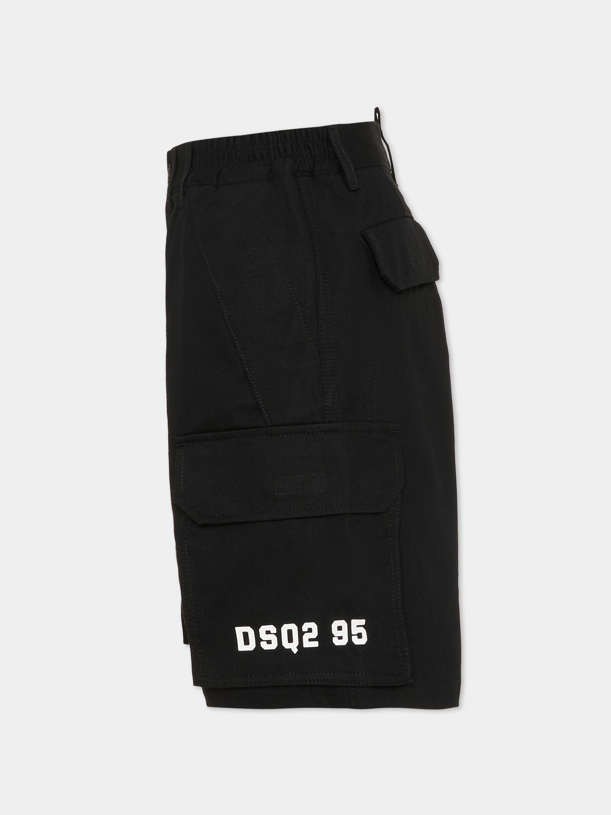 Shorts neri per bambino con logo,Dsquared2,DQ3209 D0AGK DQ900