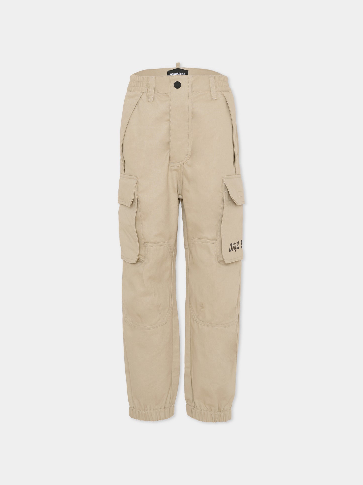 Pantaloni beige per bambino con logo,Dsquared2,DQ3210 D0AGK DQ717