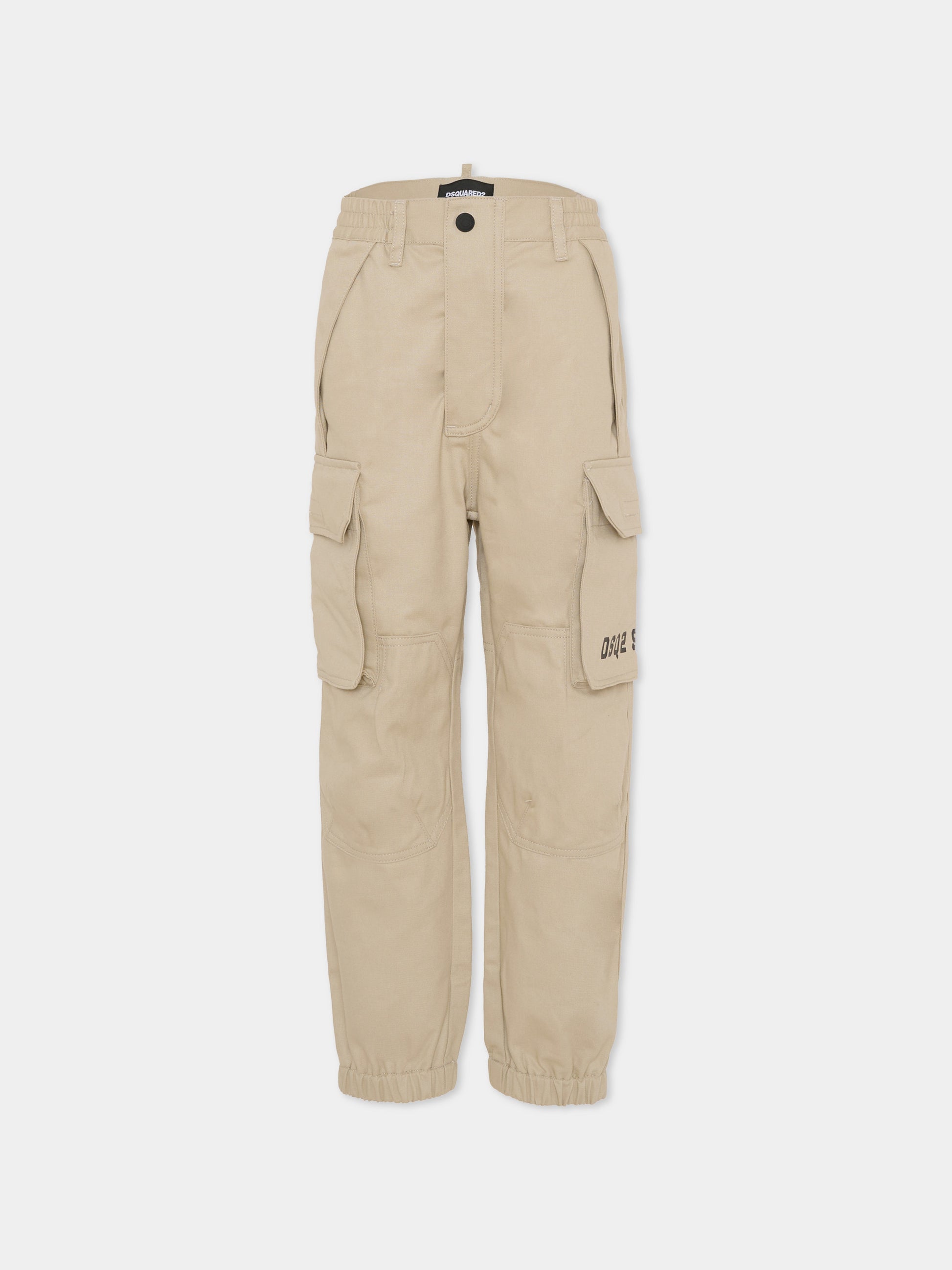 Pantaloni beige per bambino con logo,Dsquared2,DQ3210 D0AGK DQ717