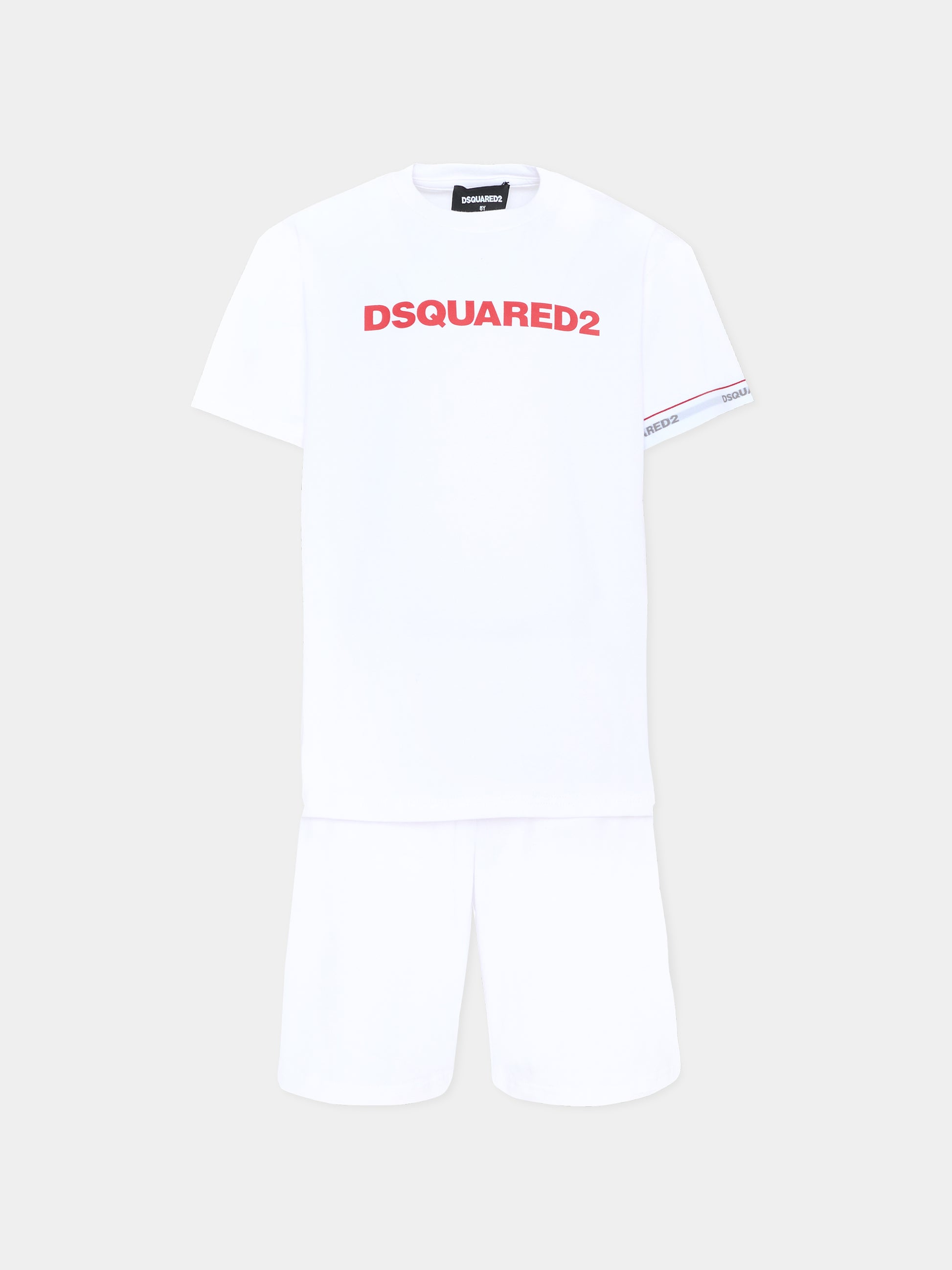 Pigiama bianco per bambino con logo,Dsquared2,DQ3245 D008J DQ100